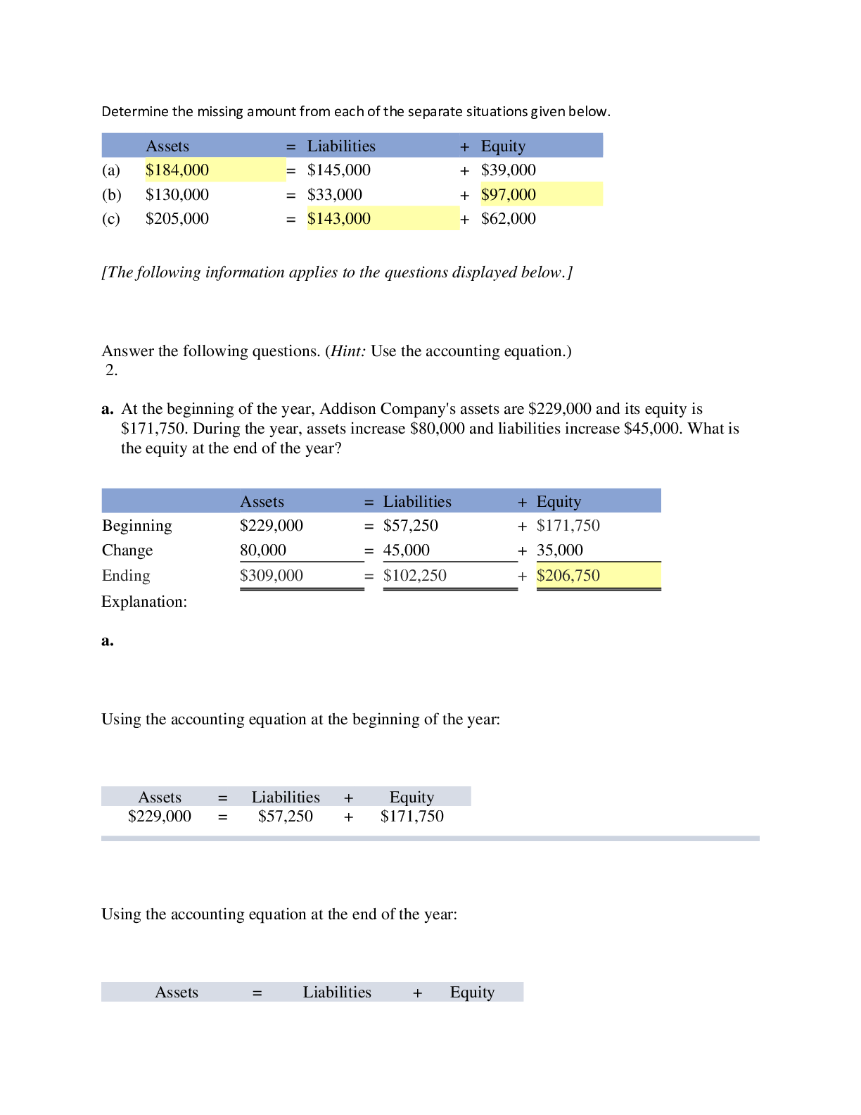Preview image for ACCT 211 Connect Homework Chapter 1 Exercises answers complete solutions