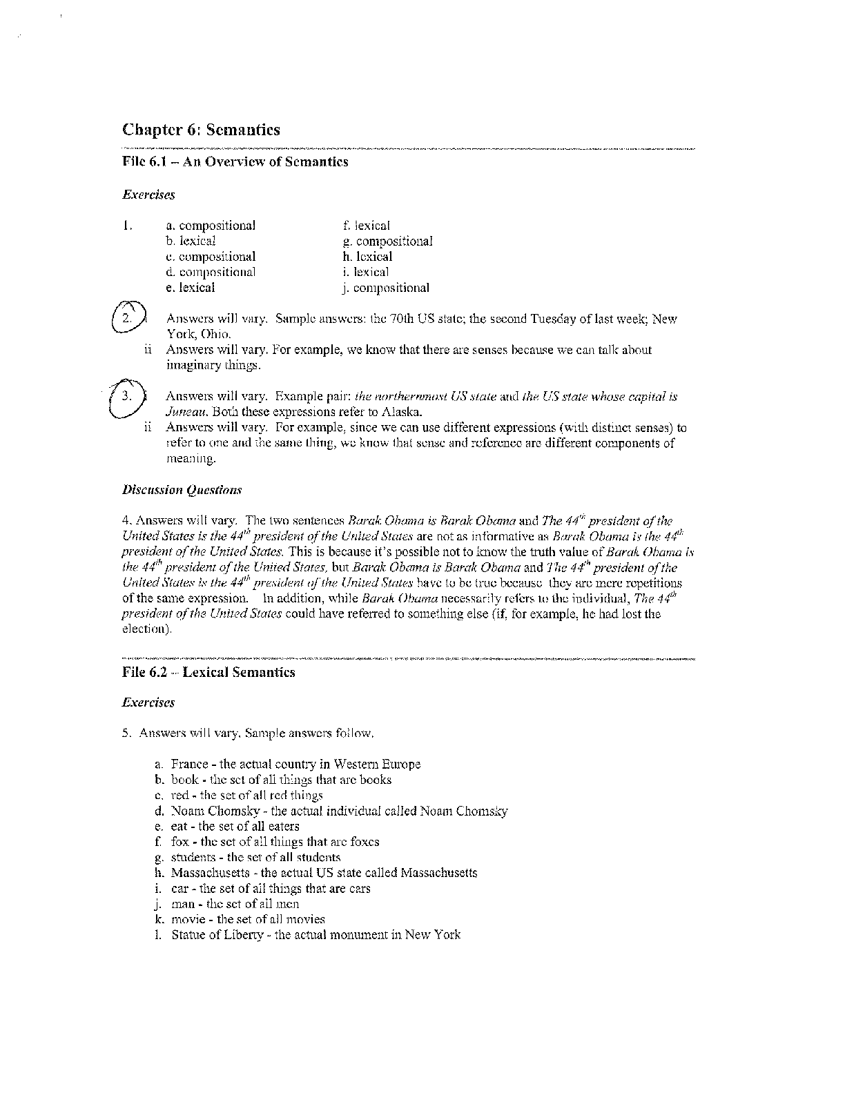 Preview of SUNY New Paltz - LIN 201LIN 201, Chapter 6 Answer Key