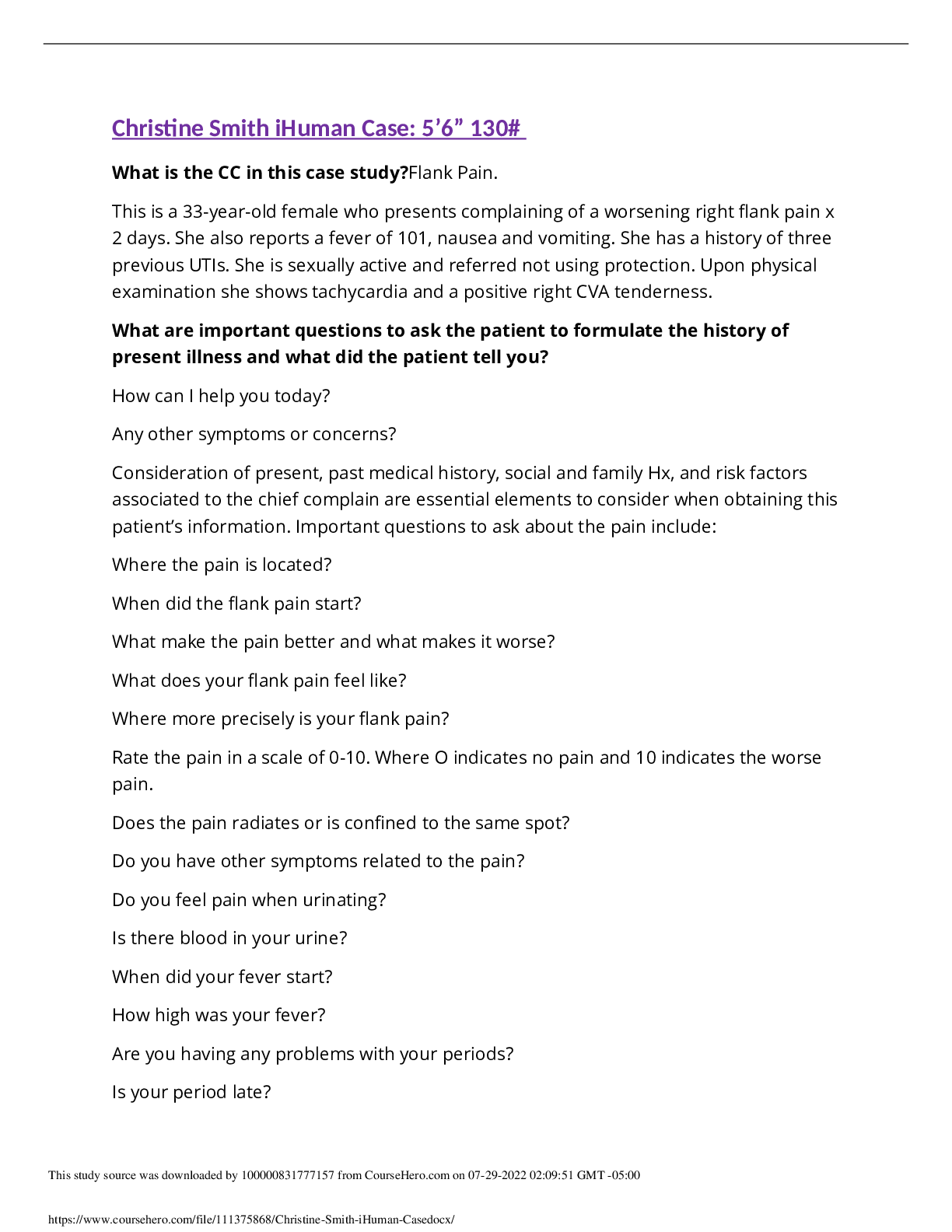 Preview image for Christine Smith iHuman Case.