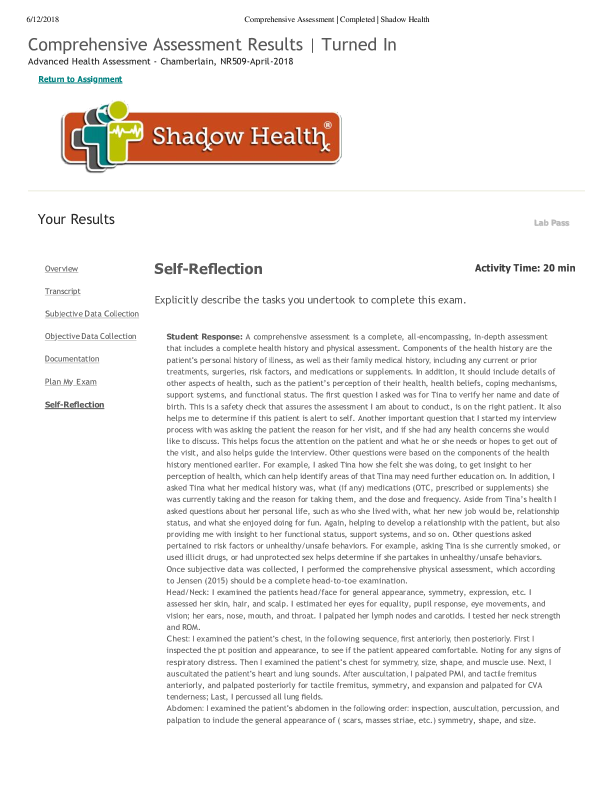 Preview image for Comprehensive Assessment | self reflection .pdf