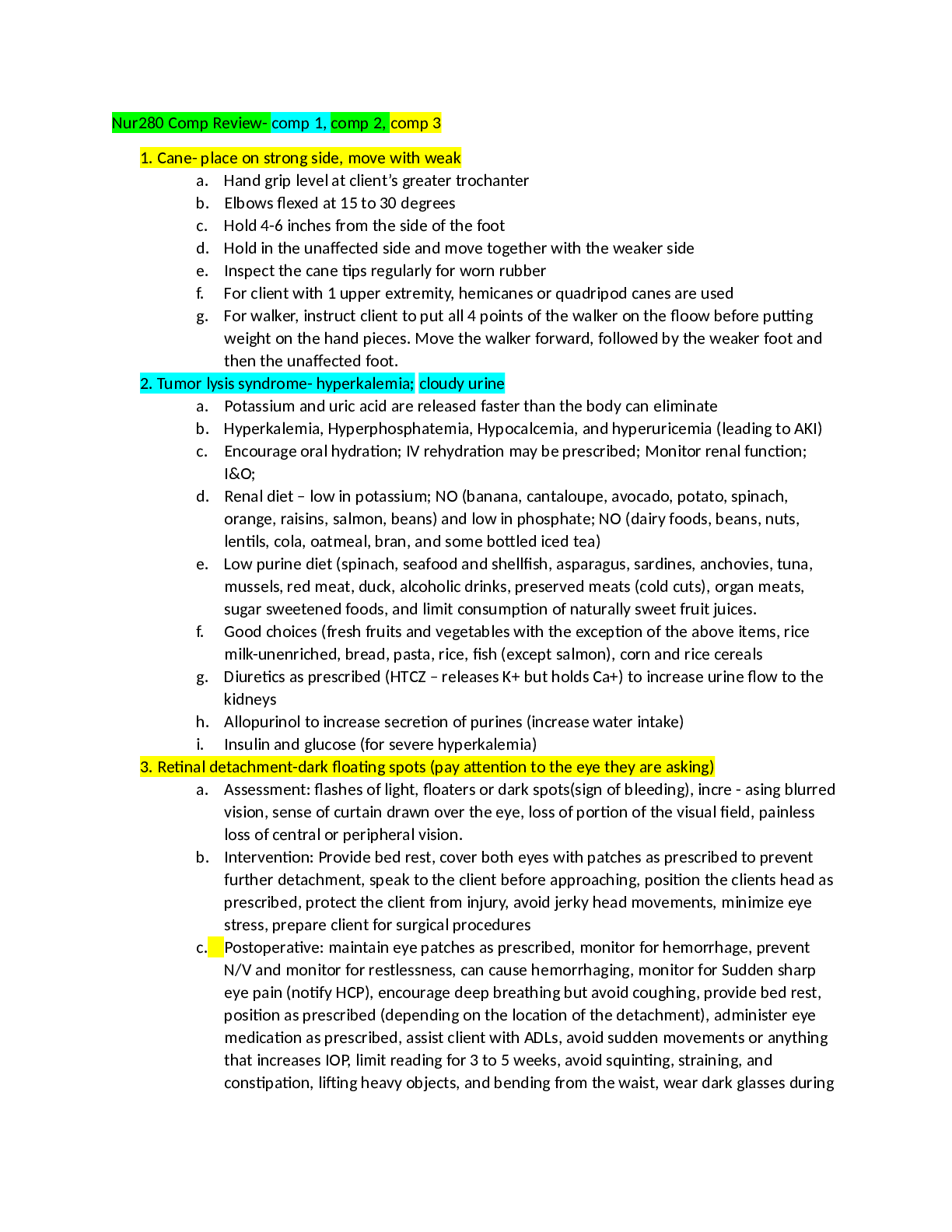Preview image for NUR 280 Comp Review- comp 1, comp 2, comp 3 2020-2021