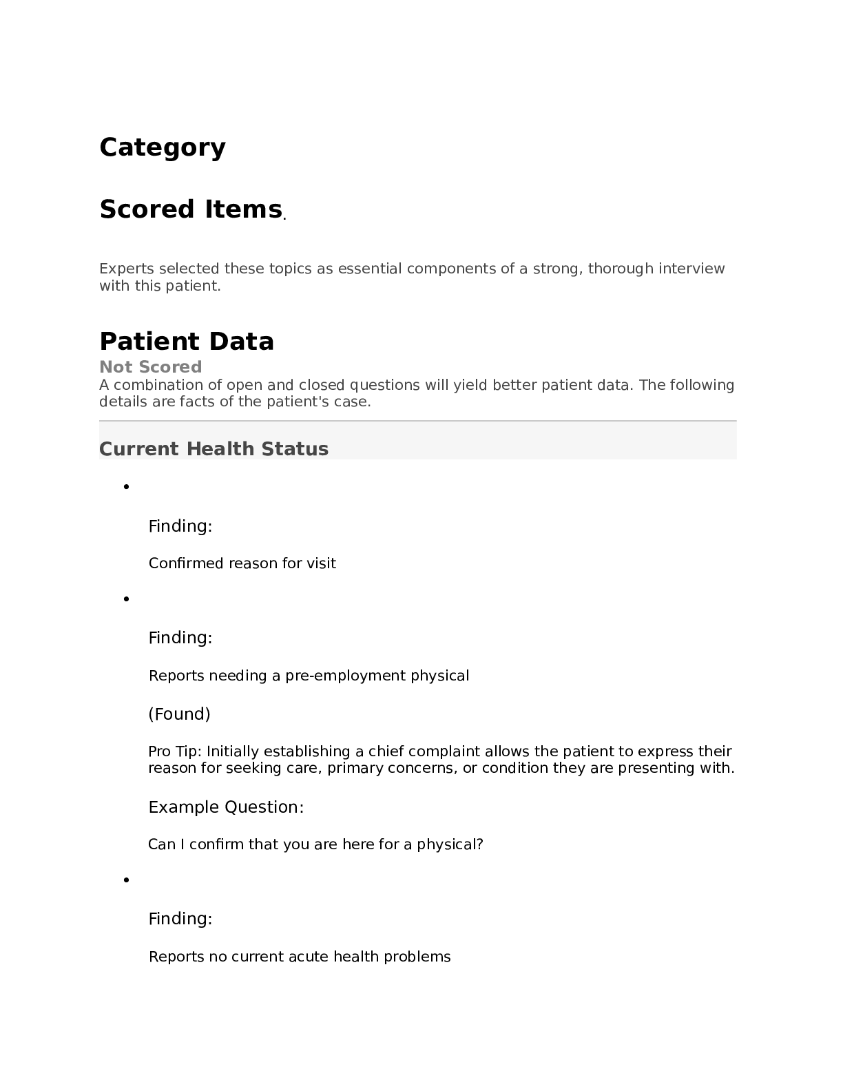 Preview image for Comprehensive shadow health assessment notes