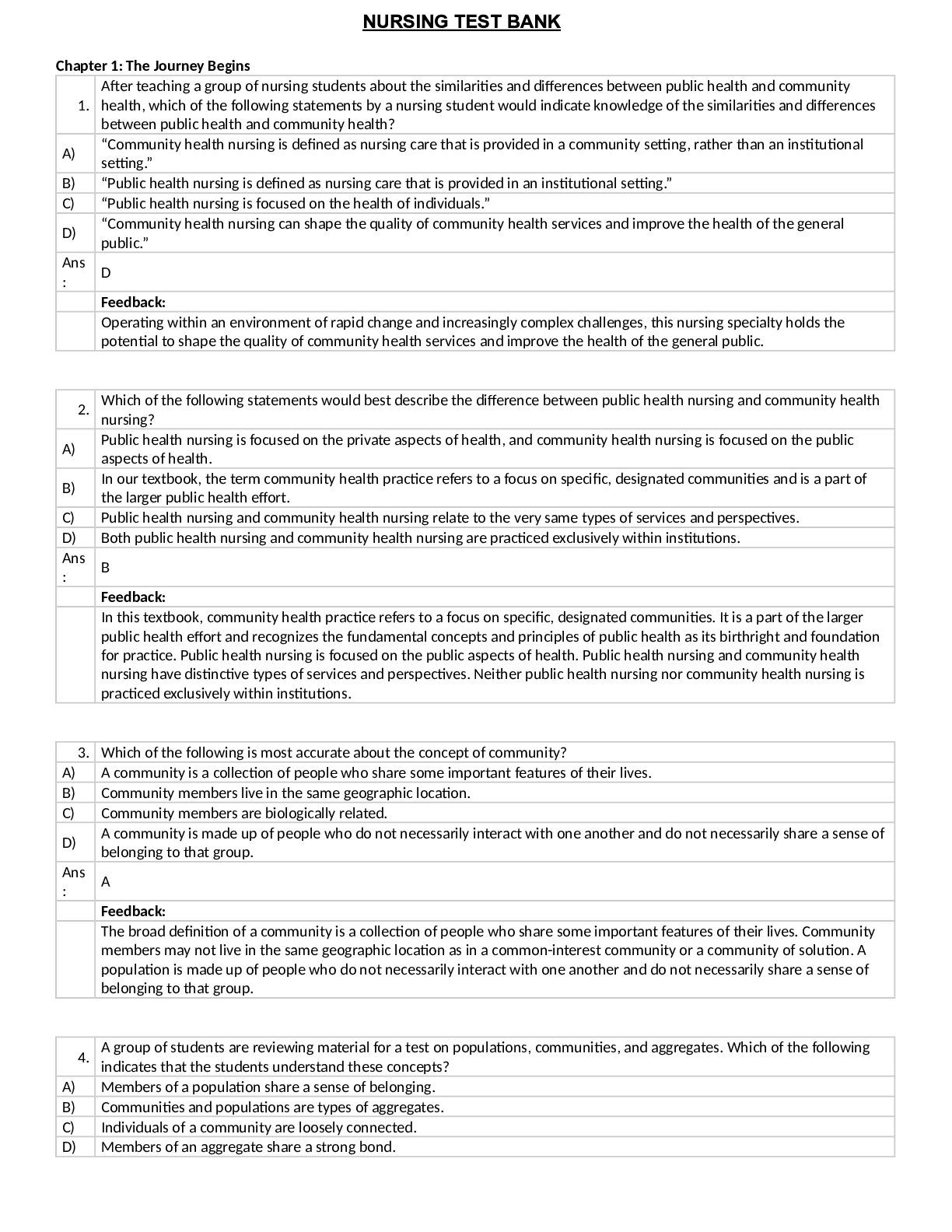 Preview image for Chapter 1: The Journey Begins. Comunity_Final_Practice_Qs, Questions And Answers
