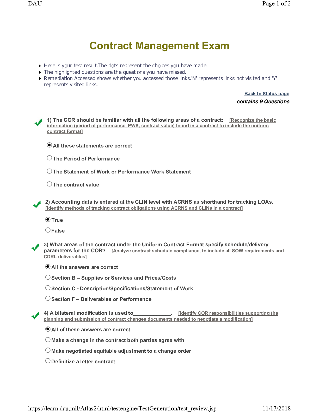 Preview image for CLC 222 Contract Management Exam Q&A | Defense Acquisition University