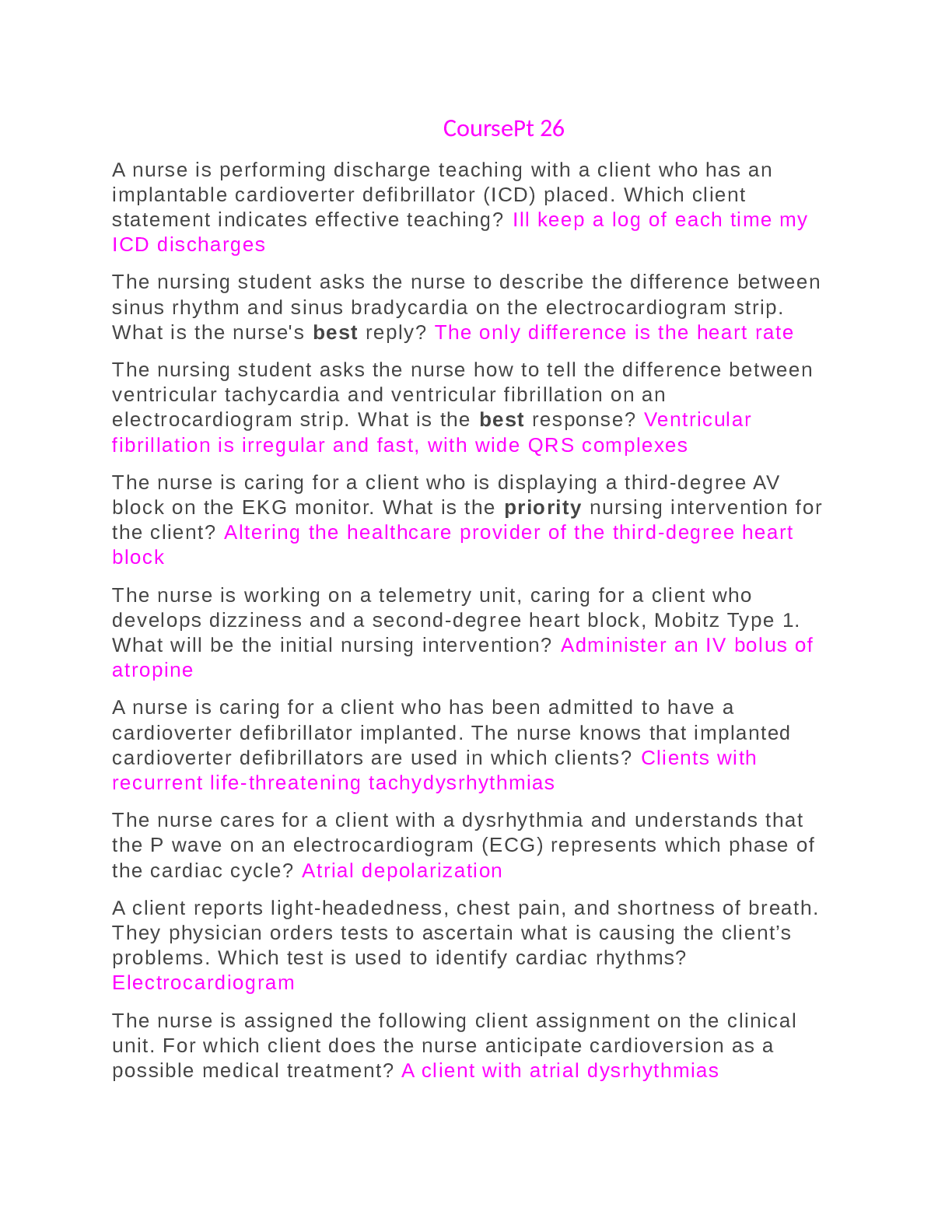 Preview image for MED-SURG, 1010-011 CoursePt26.docx | Download To Score An A
