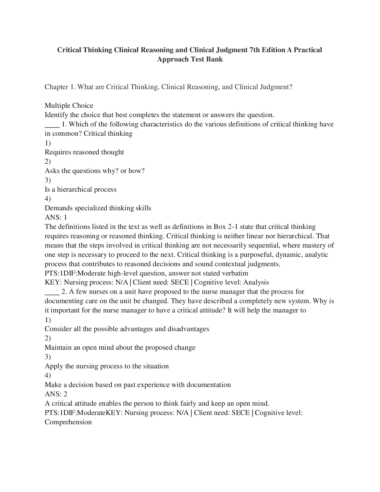 Preview image for HESI RN Critical Care: 2021 TEST BANK. 50 of the most commonly tested Questions and Answers.