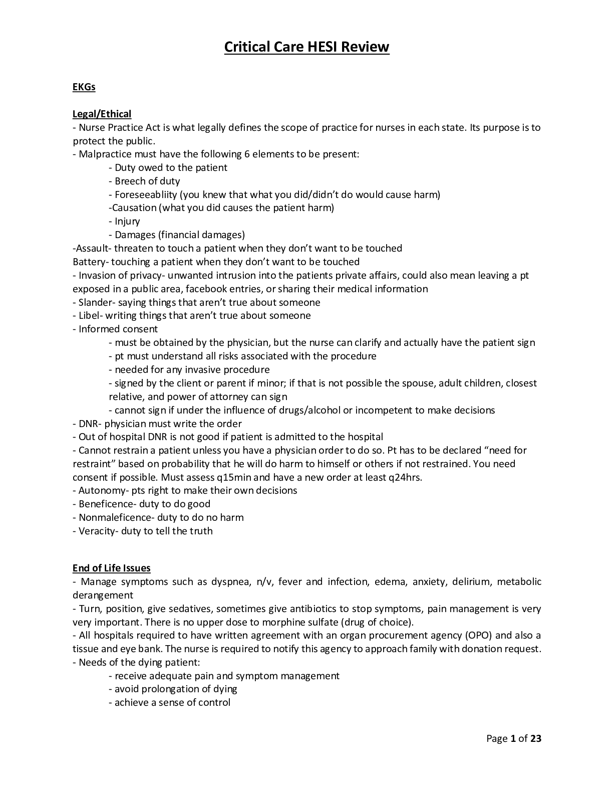 Preview image for Critical Care HESI Review latest 2021