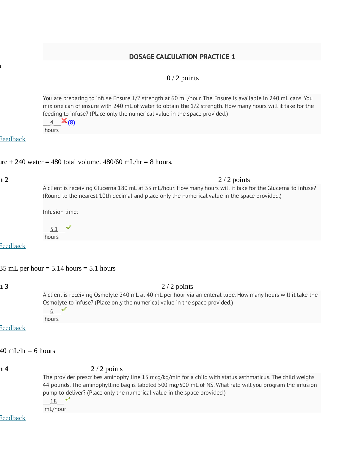 Preview of DOSAGE CALCULATION PRACTICE 1