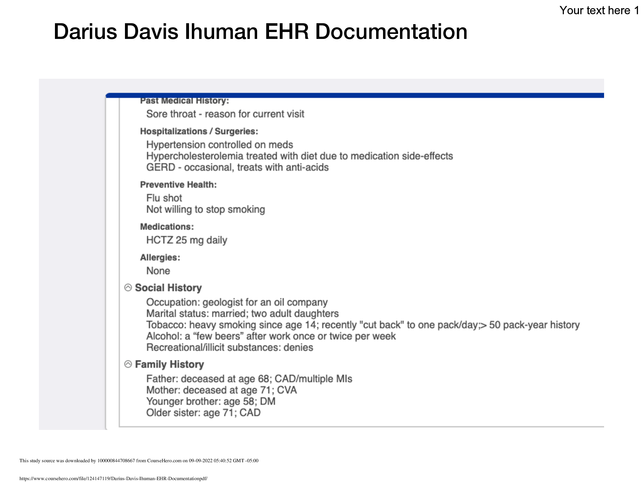 Preview image for Darius Davis Ihuman EHR Documentation