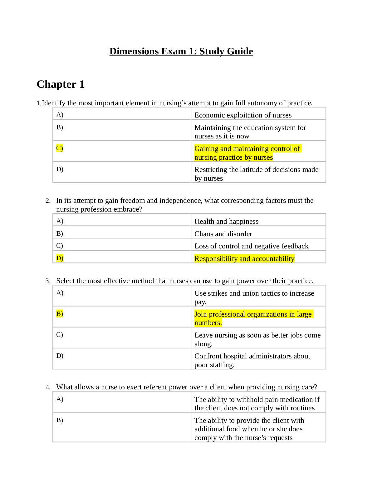 Preview image for NURSING 2058 Dimensions Exam 1 Study guide| Rasmussen College