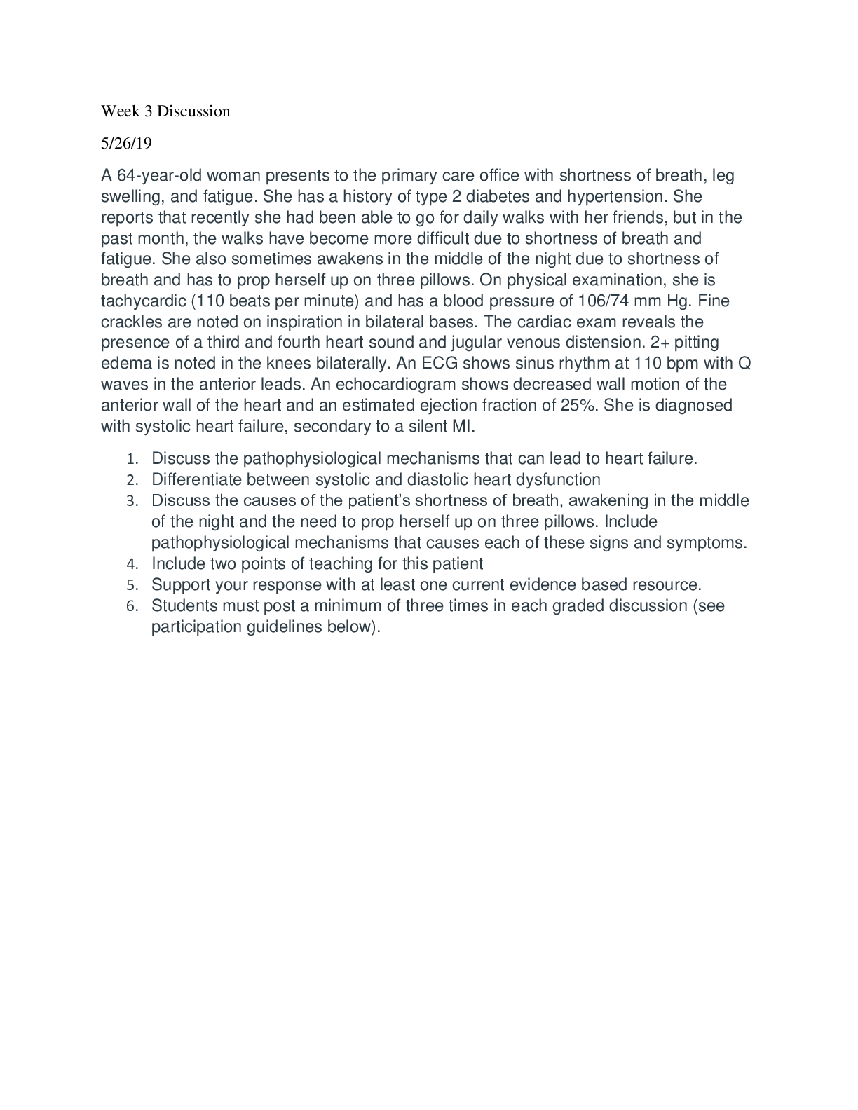 Preview image for NR 507 Congestive Heart Failure Week 3 Discussion