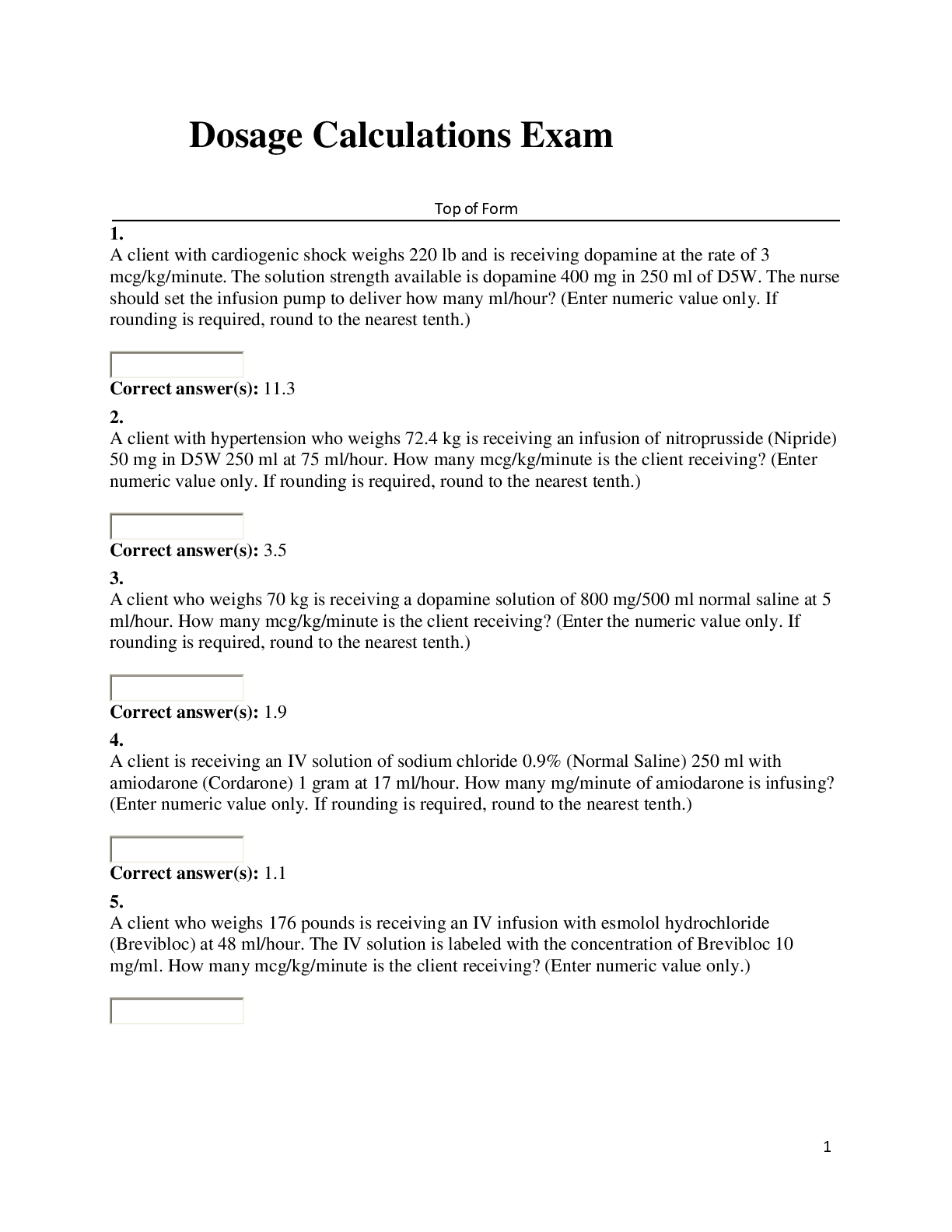 Preview image for Dosage Calculations Exam 2022 Complete Questions and Answers Graded A