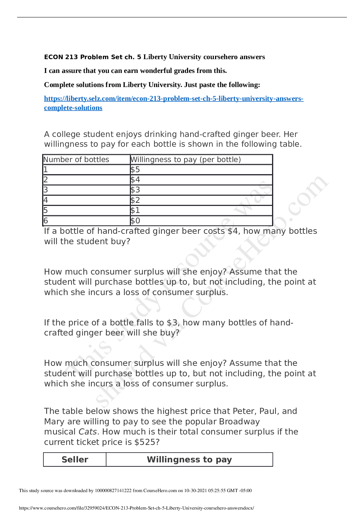 Preview of econ 213 Problem Set ch. 5 Liberty University