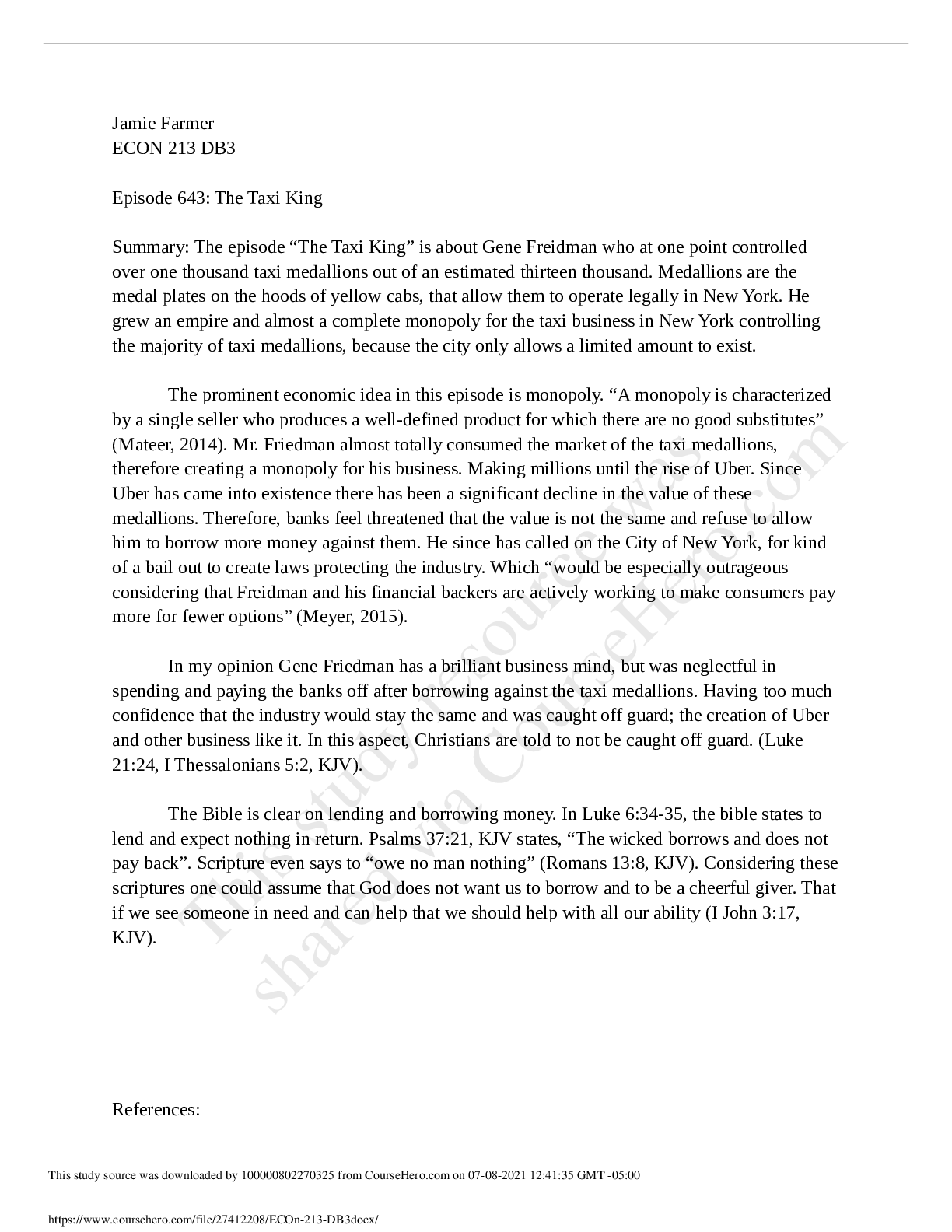 Preview of Liberty University (ECON 213) ECON 213 DB3