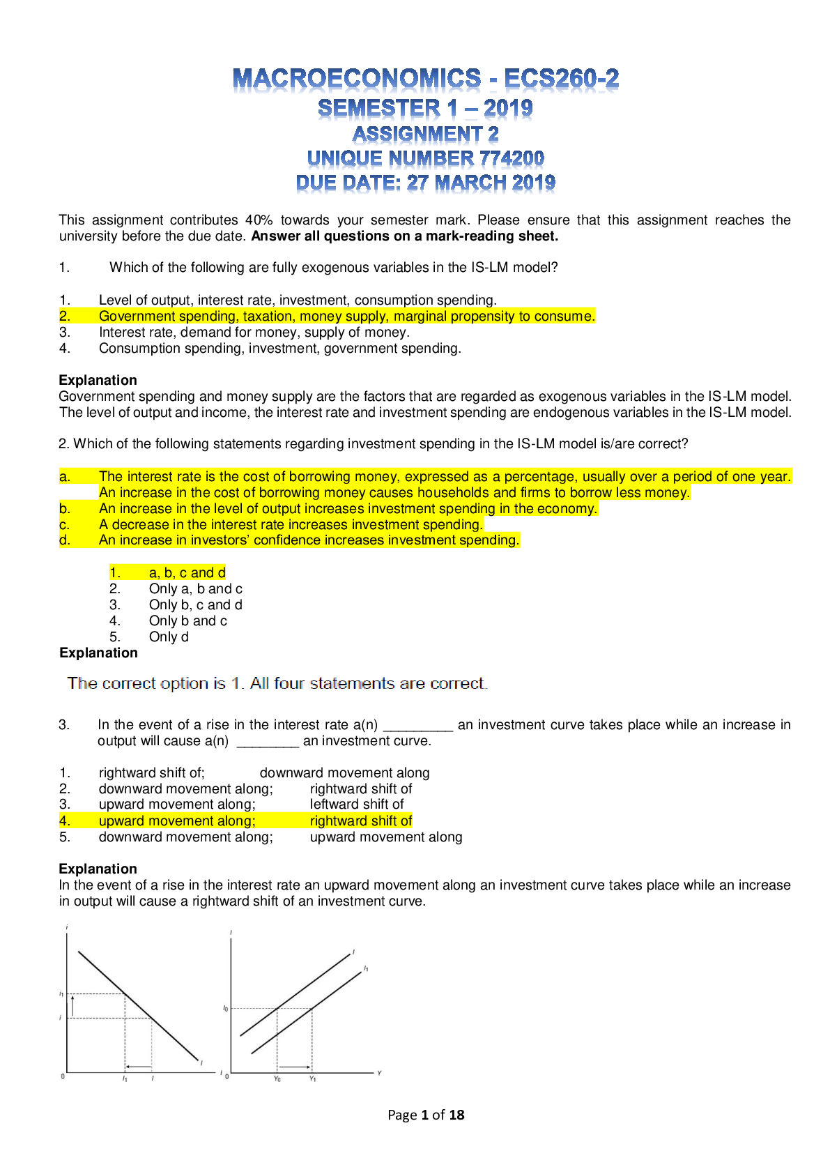 Preview of ECS2602 ASSIGNMENT 2 SEMESTER 1 2019 POSSIBLE SOLUTIONS.pdf questions with well explained