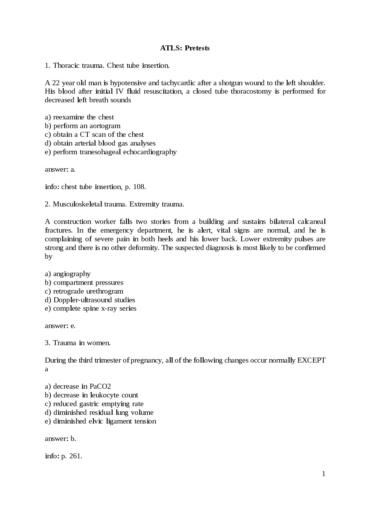 Preview image for ATLS Test completed  Questions And Answers