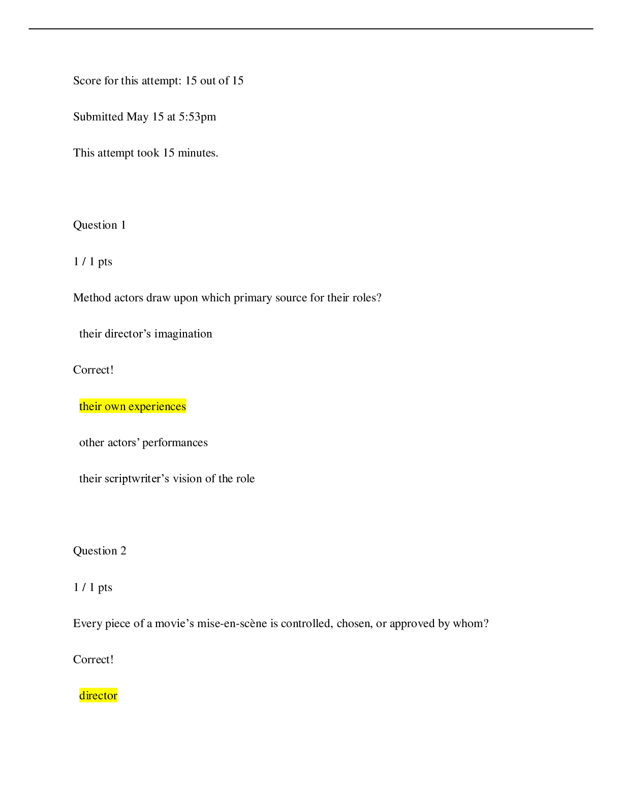 Preview image for Week 4 - Quiz: ENG 225: Introduction to Film Questions And Answers 100% Correct