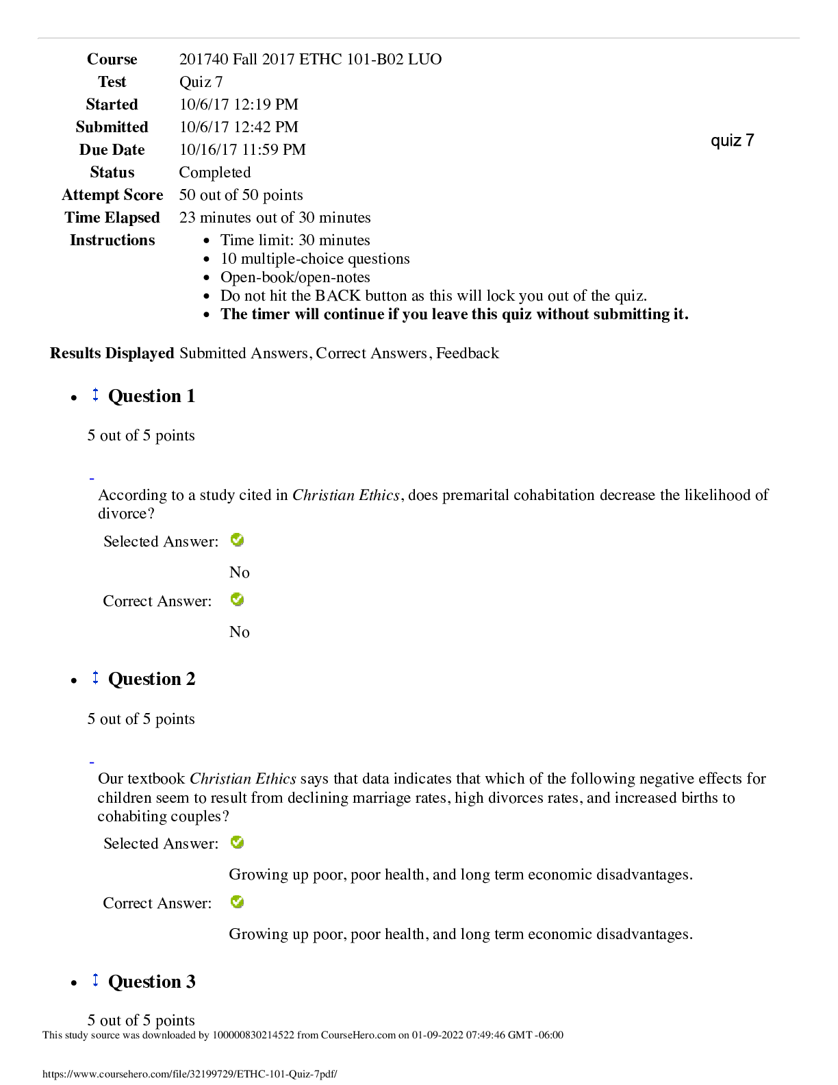 Preview of ETHC-101-Quiz-7 with answers 2020-2021