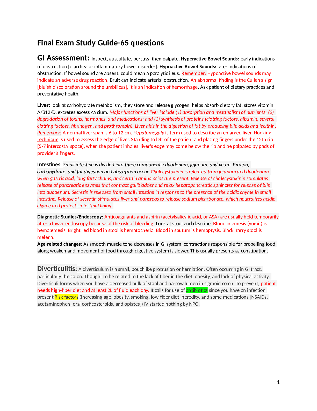 Preview image for EXAM Med Surg 1 FINAL rated 5 star