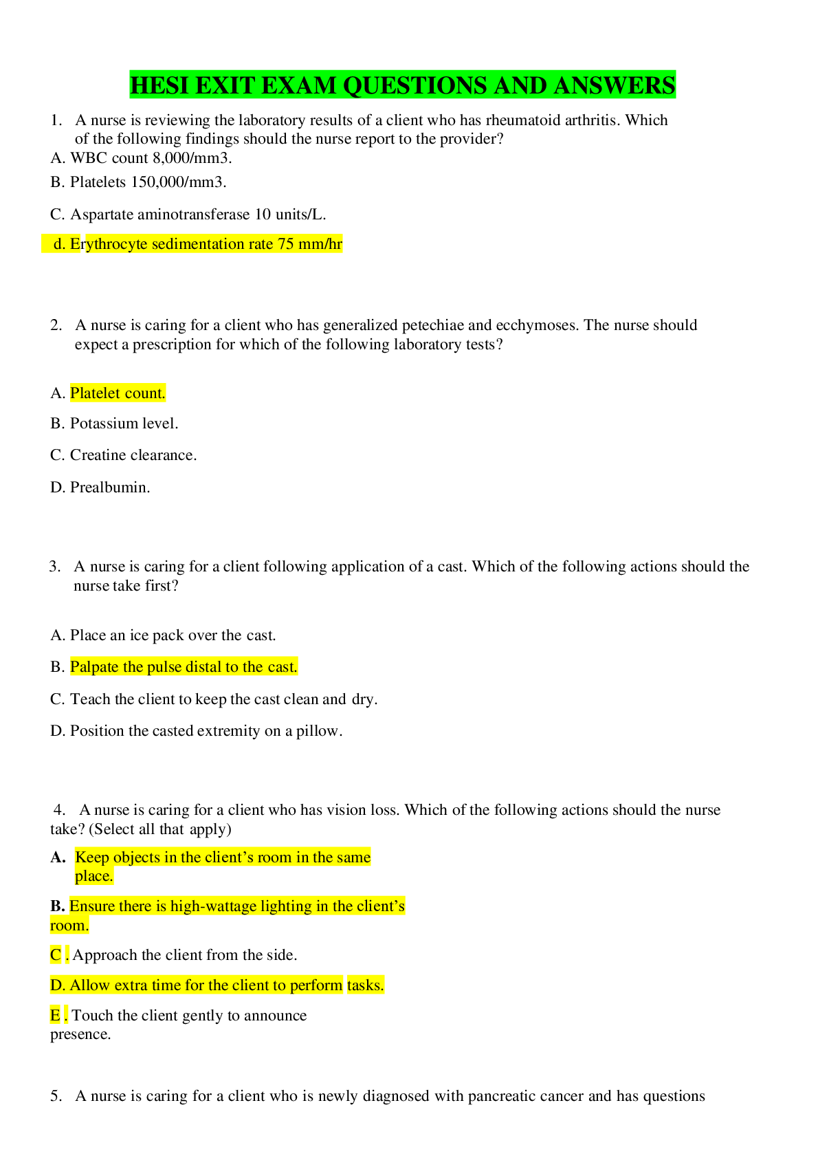 Preview image for HESI EXIT EXAM 2021