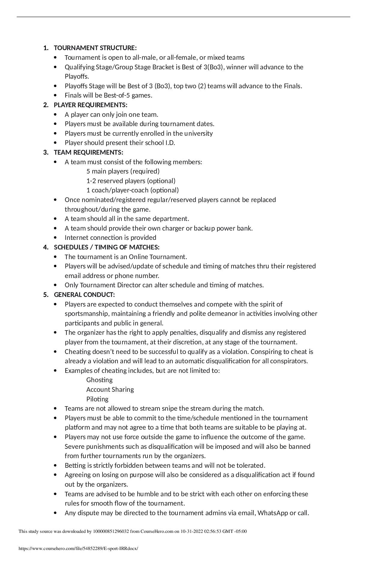 Preview image for E-sport IRR Saint Mary's University, Twin Cities ECON 102