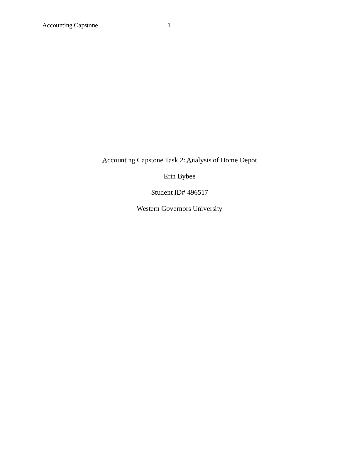 Preview image for Thesis Western Governors University Accounting C251 Capstone Task 2 Home Depot paper