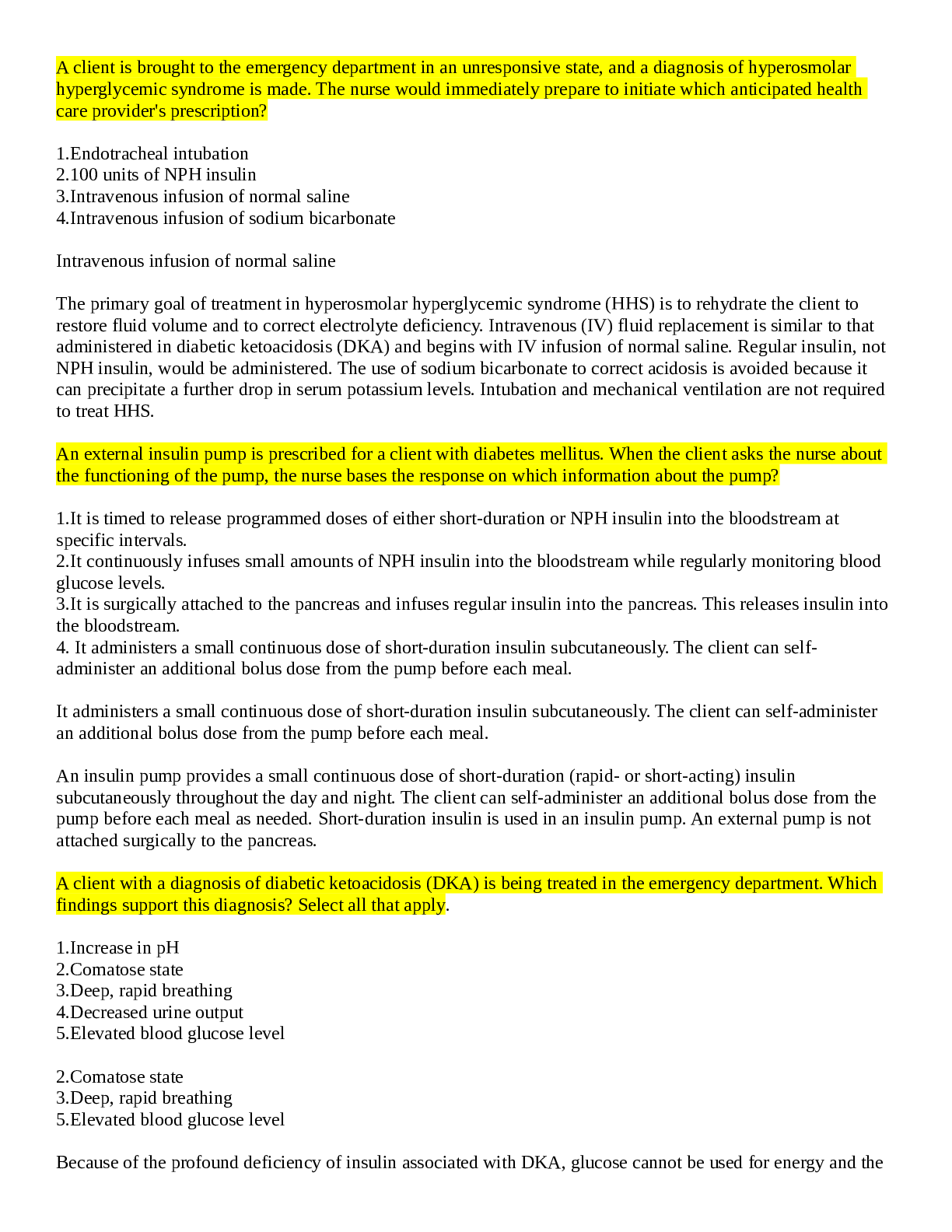 Preview image for CNA 101 Elsevier NCLEX Endocrine/ Test prep Q and A / Already GRADED A.
