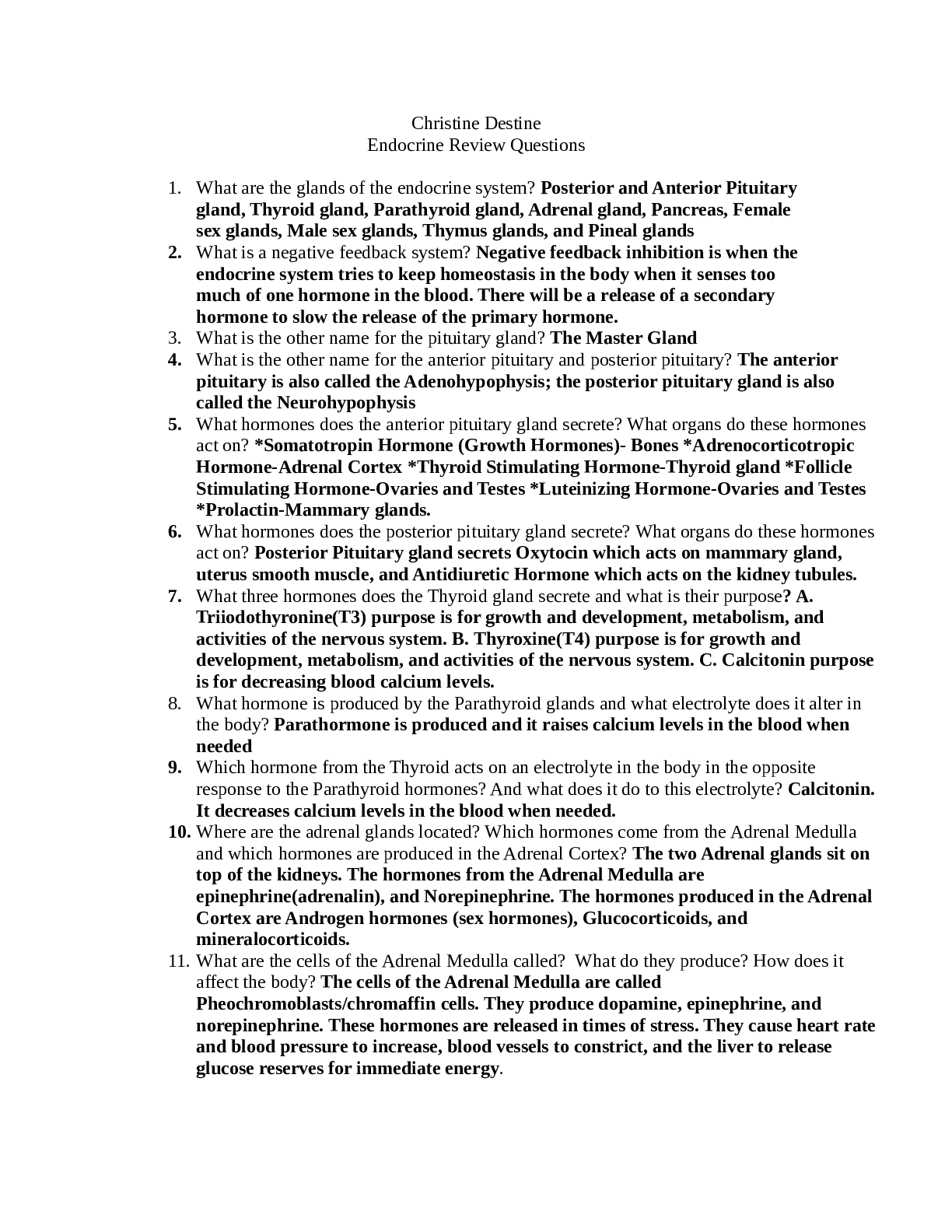 Preview image for Christine Destine Endocrine Review Questions