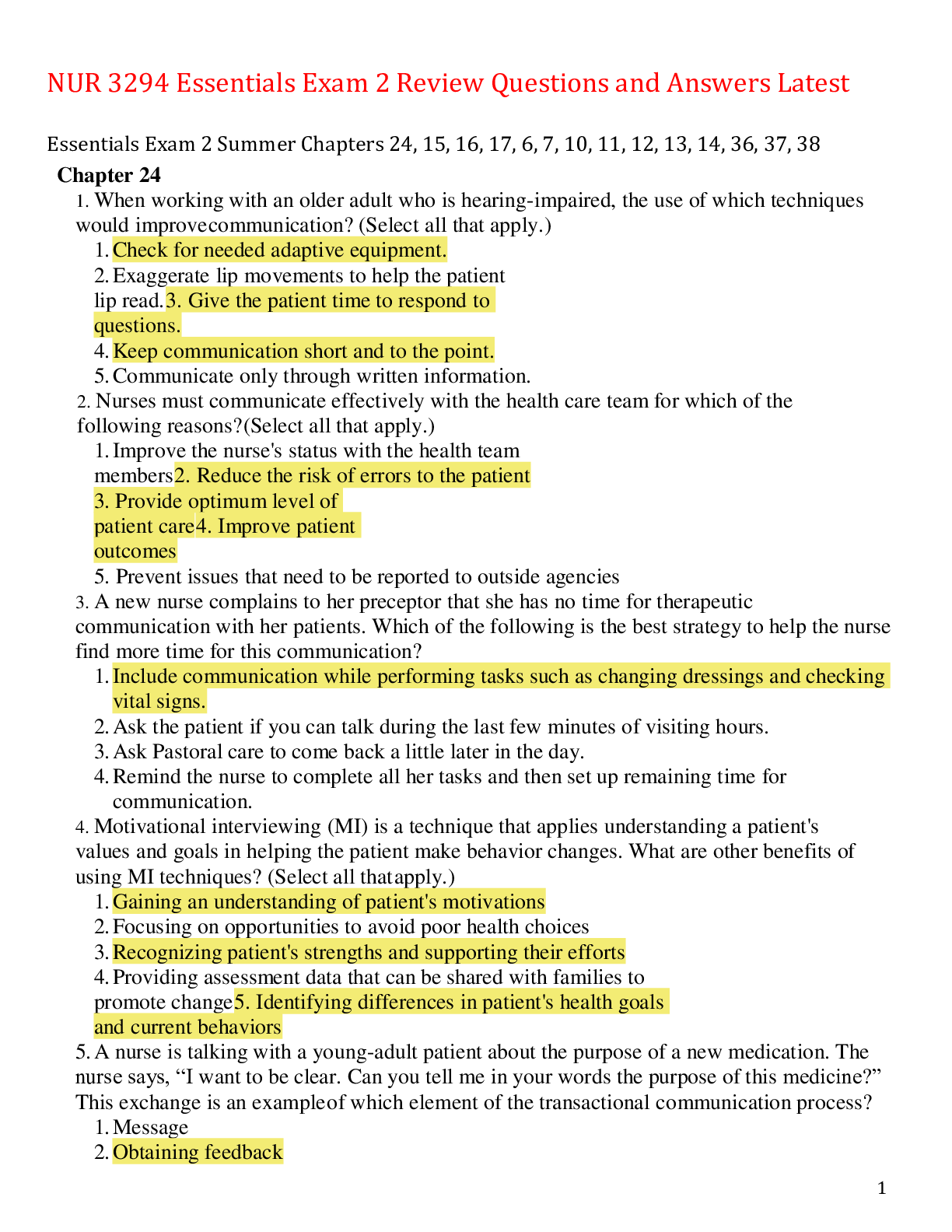 Preview image for Essentials Exam 2 Review Questions (Rated A+)