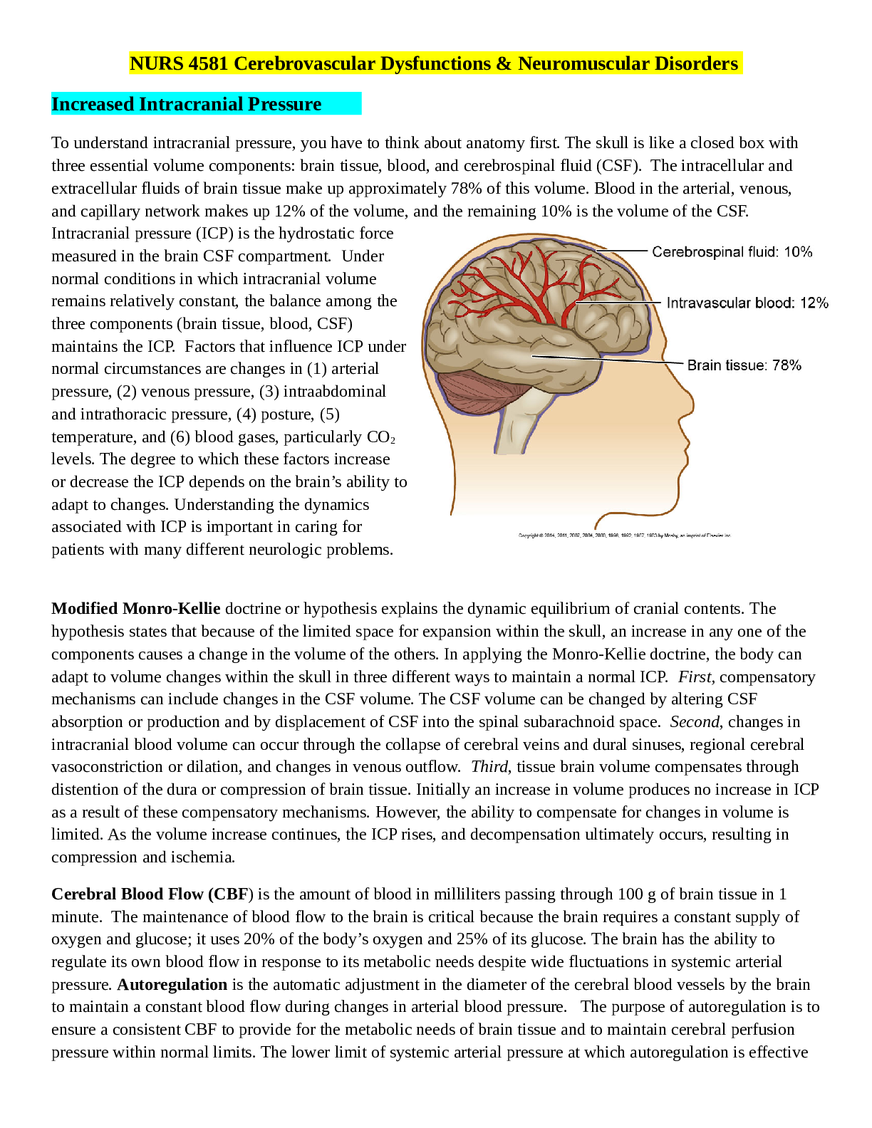 Preview image for NURS N4581 Exam 1 Week 4 Cerebrovascular Dysfunction & Neuromuscular Disorders.