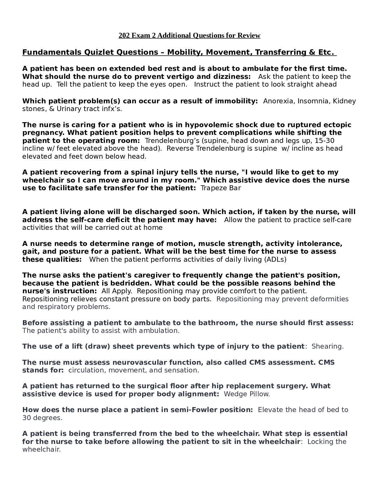 Preview image for Exam_2_202 Fundamentals Quizlet Questions – Mobility, Movement,