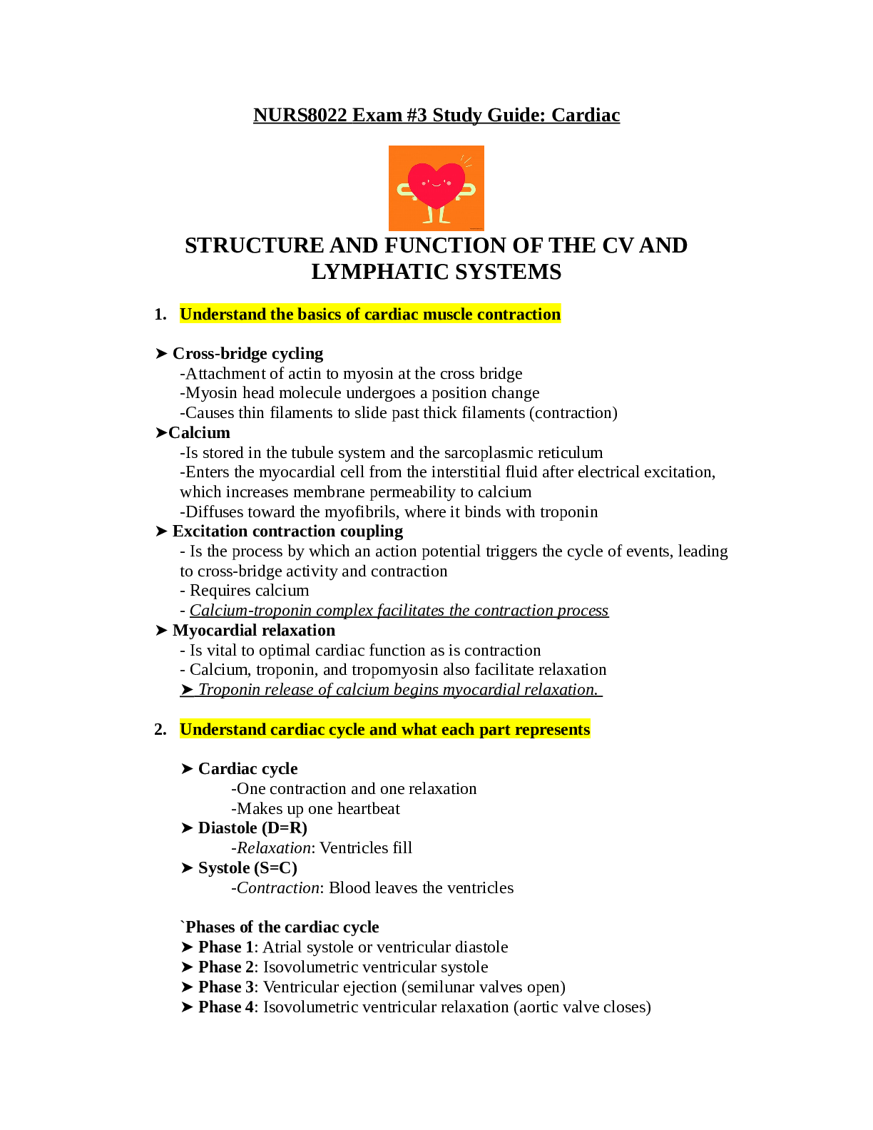 Preview image for NURS 8022 Exam 3 Study Guide: Cardiac 2021