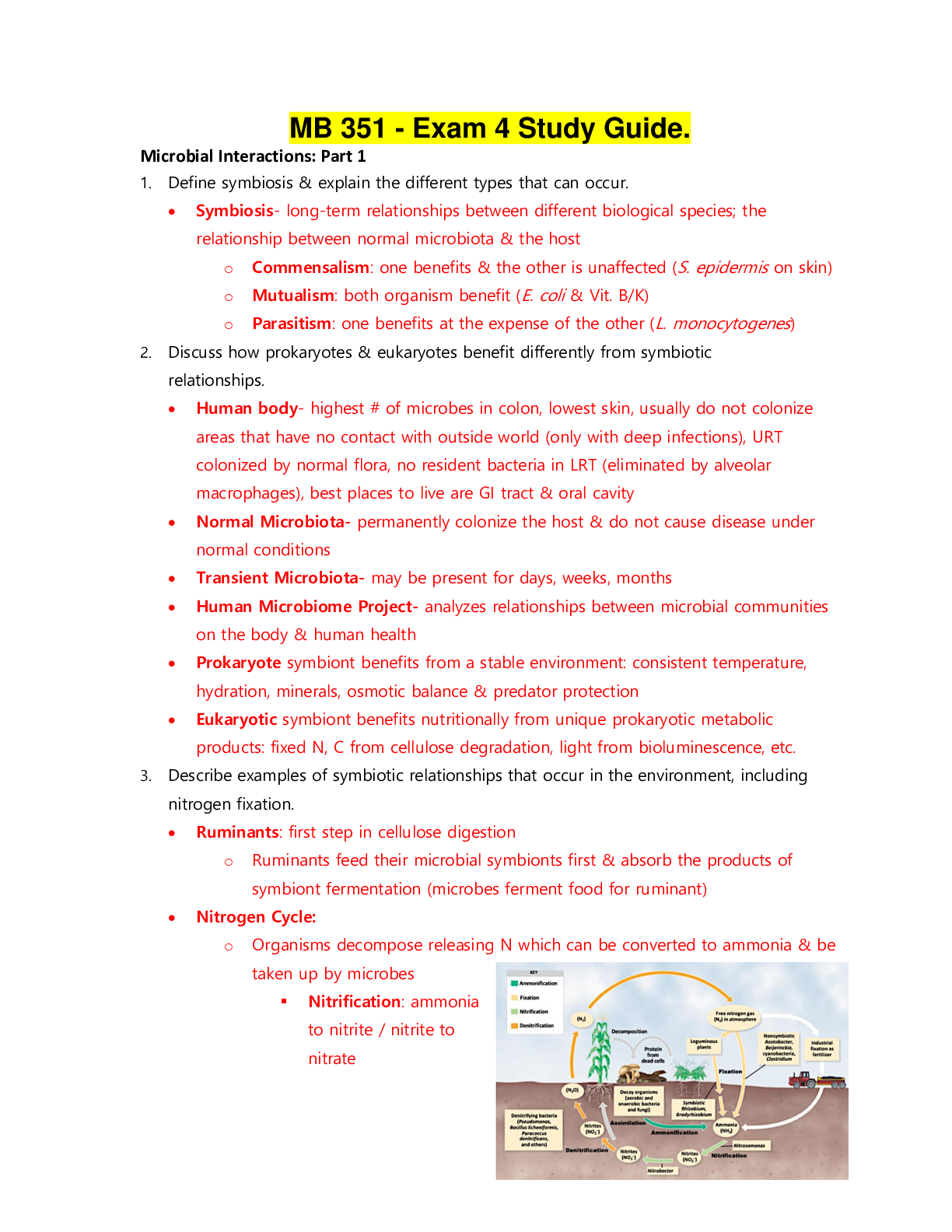 Preview image for MB 351 - Exam 4 Study Guide.