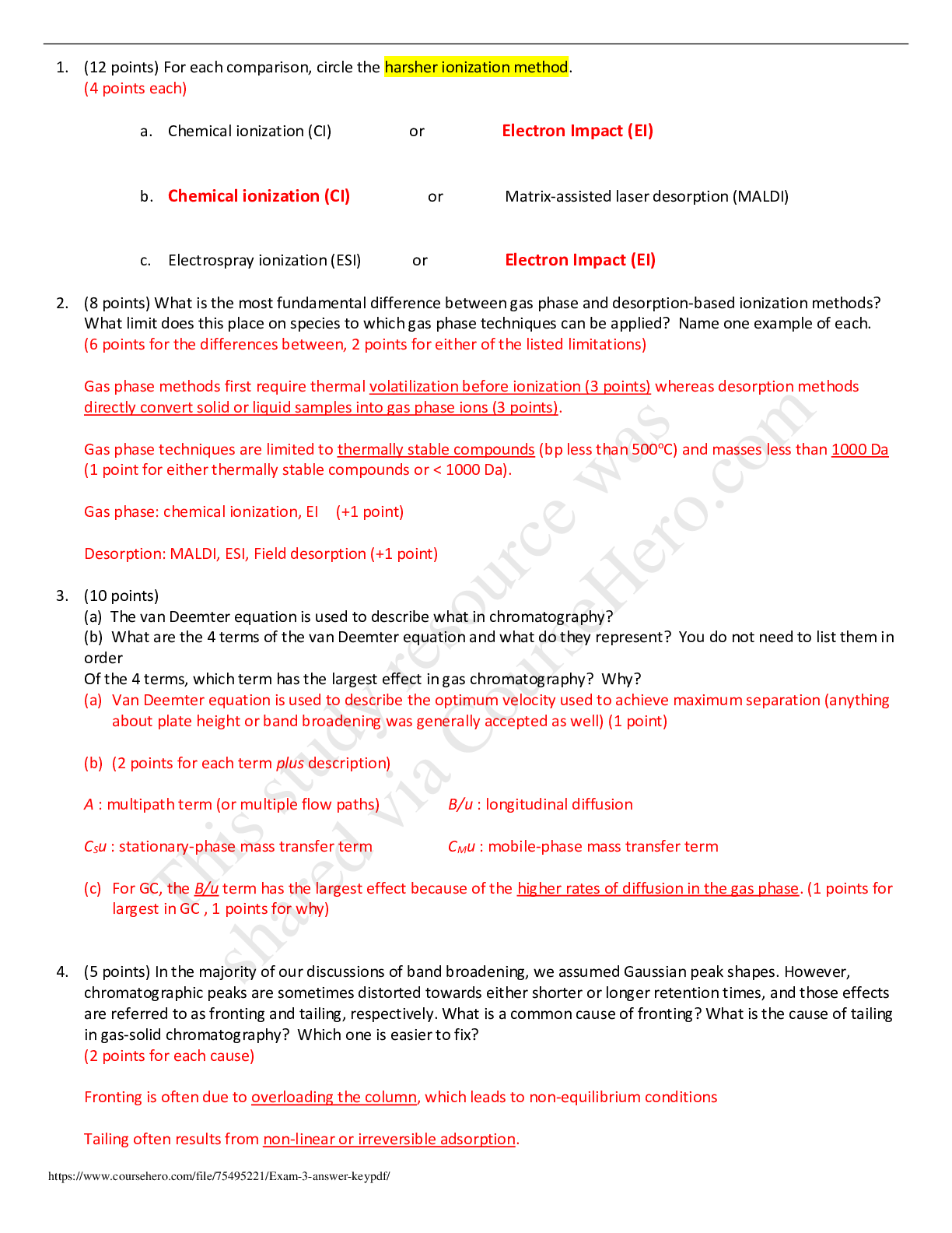 Preview of University of Illinois, Urbana Champaign - CHEM 420 Exam 3 Answer Key. 100% VERIFIED.