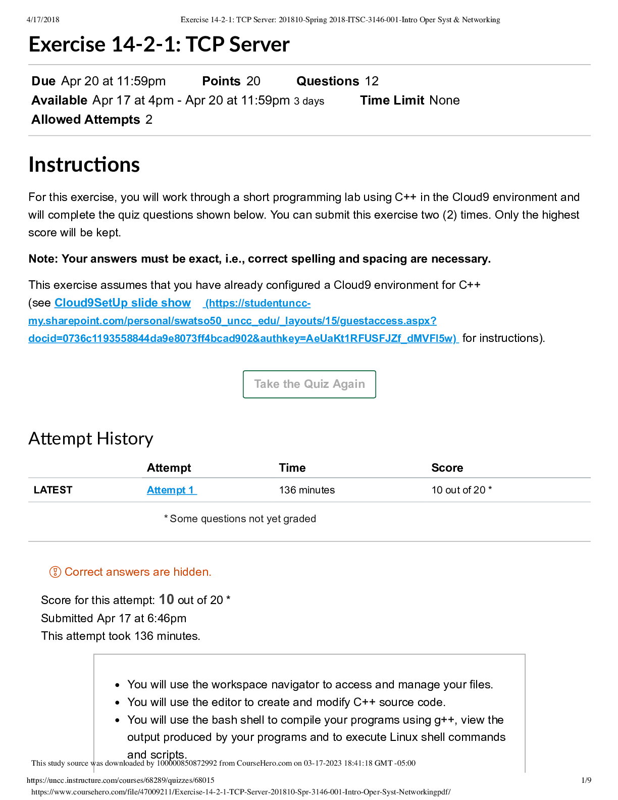 Preview image for Exercise 14-2-1- TCP Server- 201810 - Introduction to operating system & Networking Exam