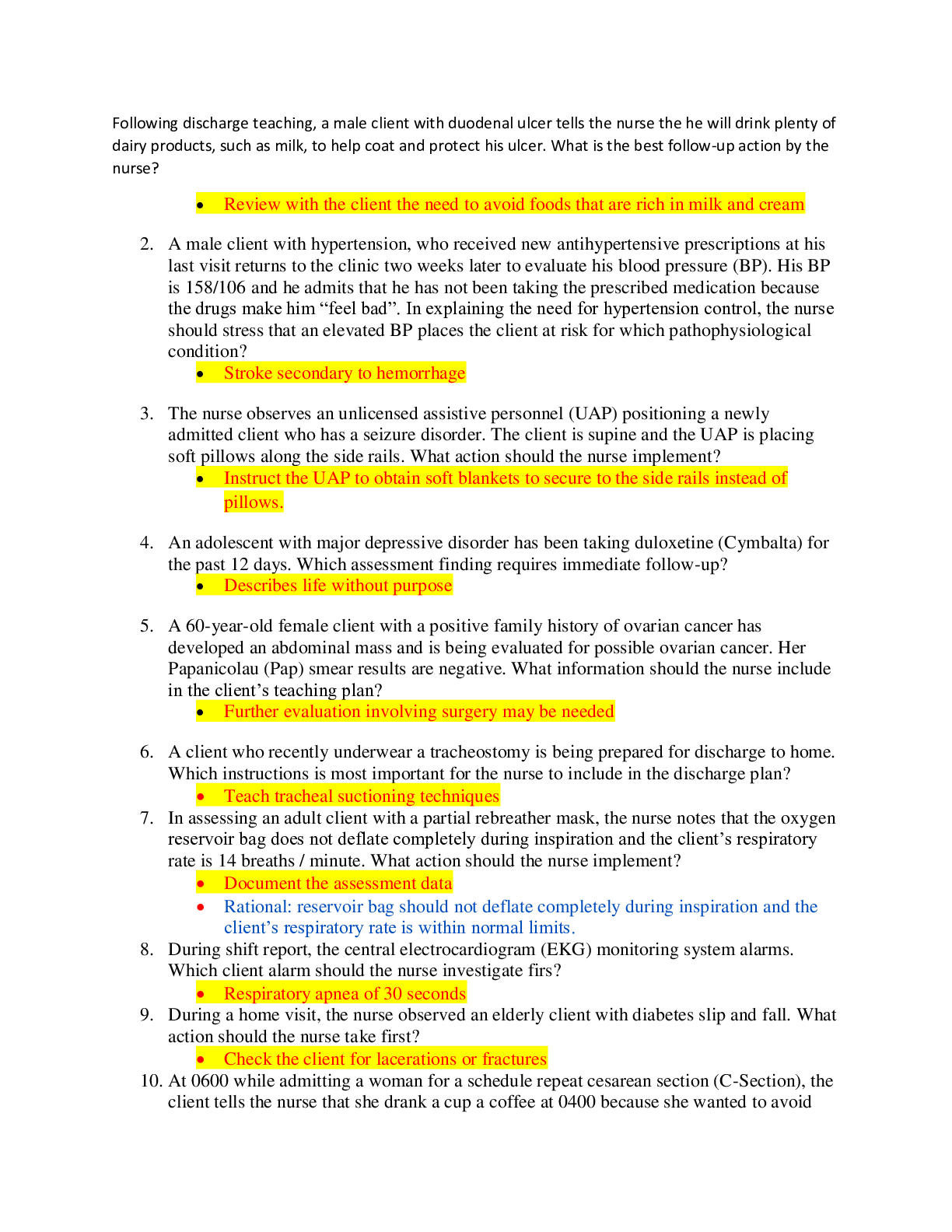 Preview image for HESI EXIT RN EXAM V1-V7 110 OUT OF THE 160 TOTAL QUESTIONS FOR EACH VERSION AUTHENTIC