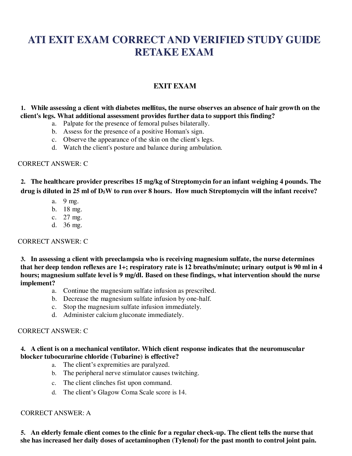 Preview image for NR 340 HESI Final Exam 2019/2020 | NR340 HESI Final Exam _ Graded A