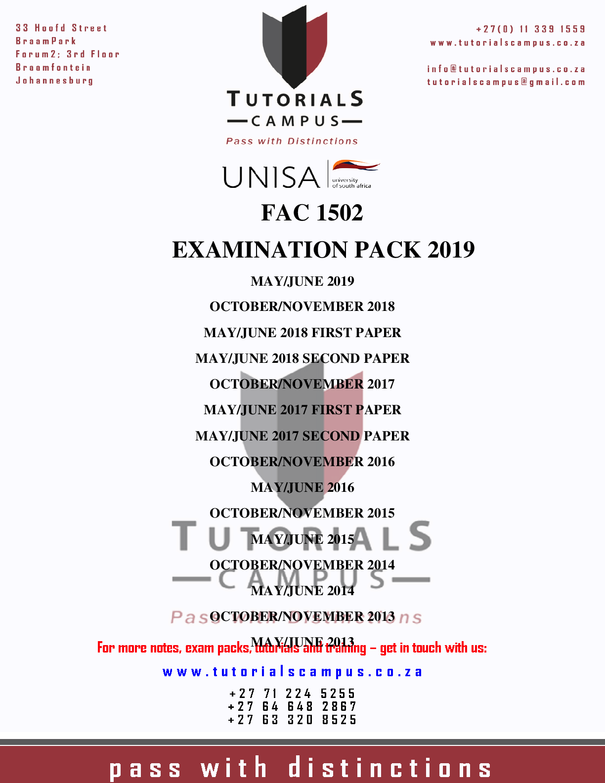 Preview of FAC1502 EXAM PACK 2019 UPDATED TO MAY JUNE 2019 - Pass with Distinction