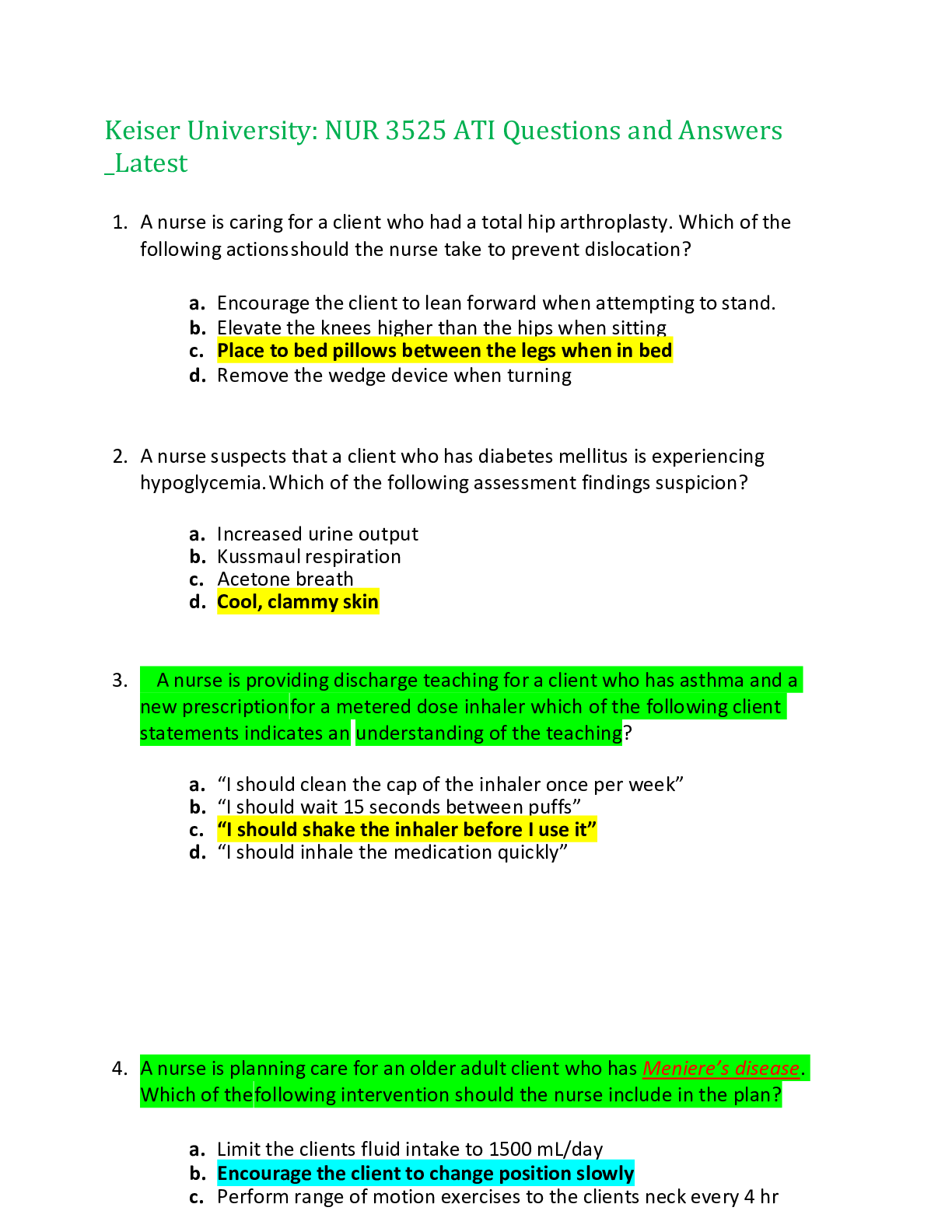 Preview image for Med Surg ATI Proctored Questions and Answers | Already Graded A