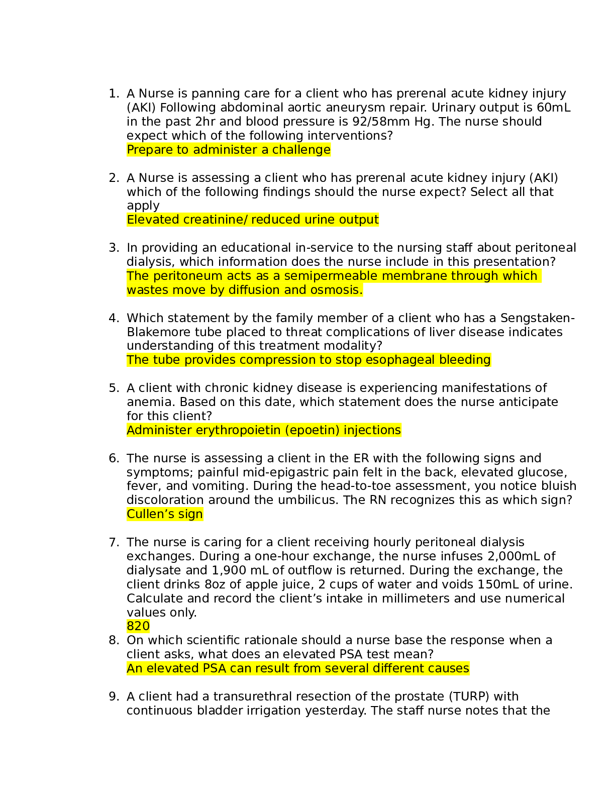 Preview image for Miami Dade College, Miami NUR 2310 rated 100 % FINAL TEST QUESTIONS