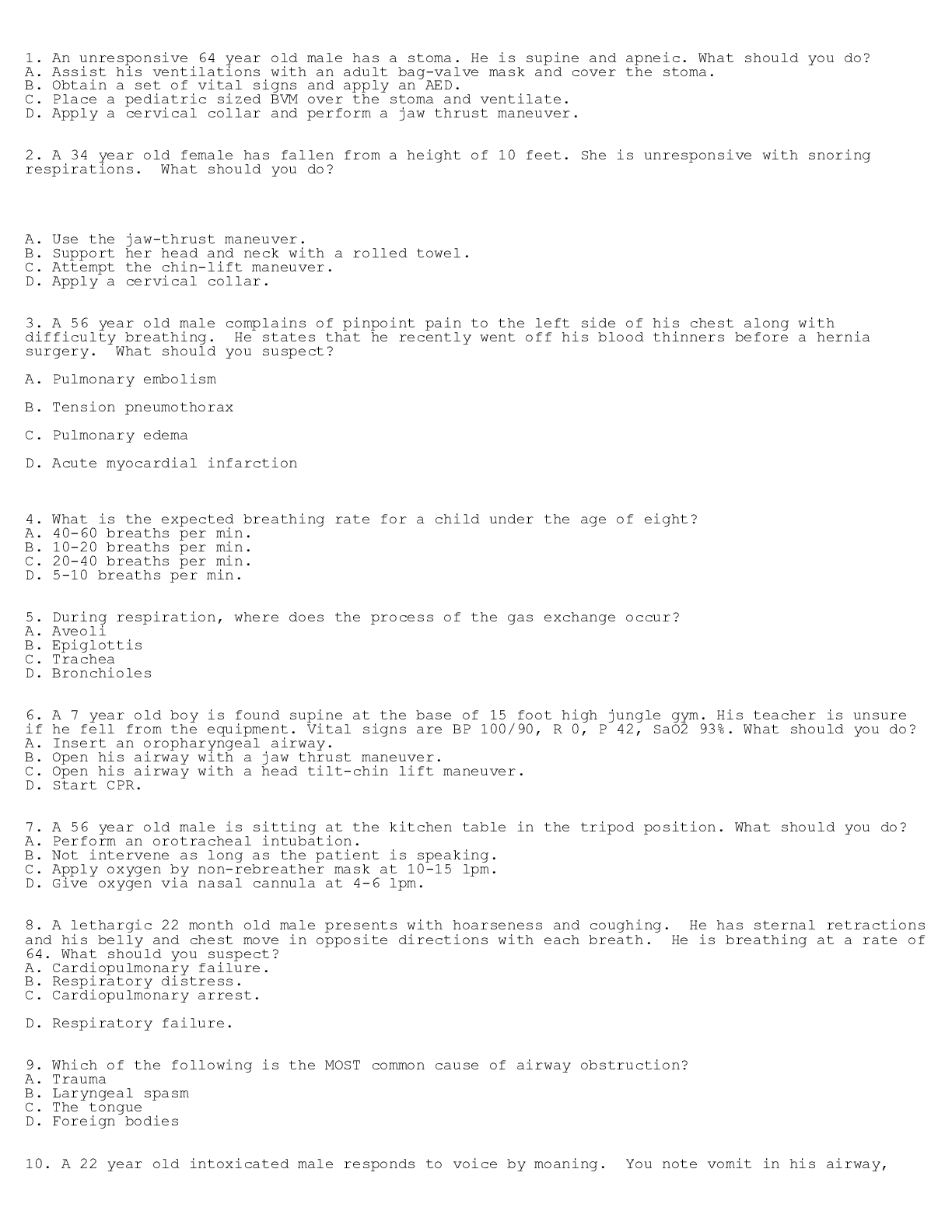 Preview image for FISDAP_Airway_Questions. and answers on the last section