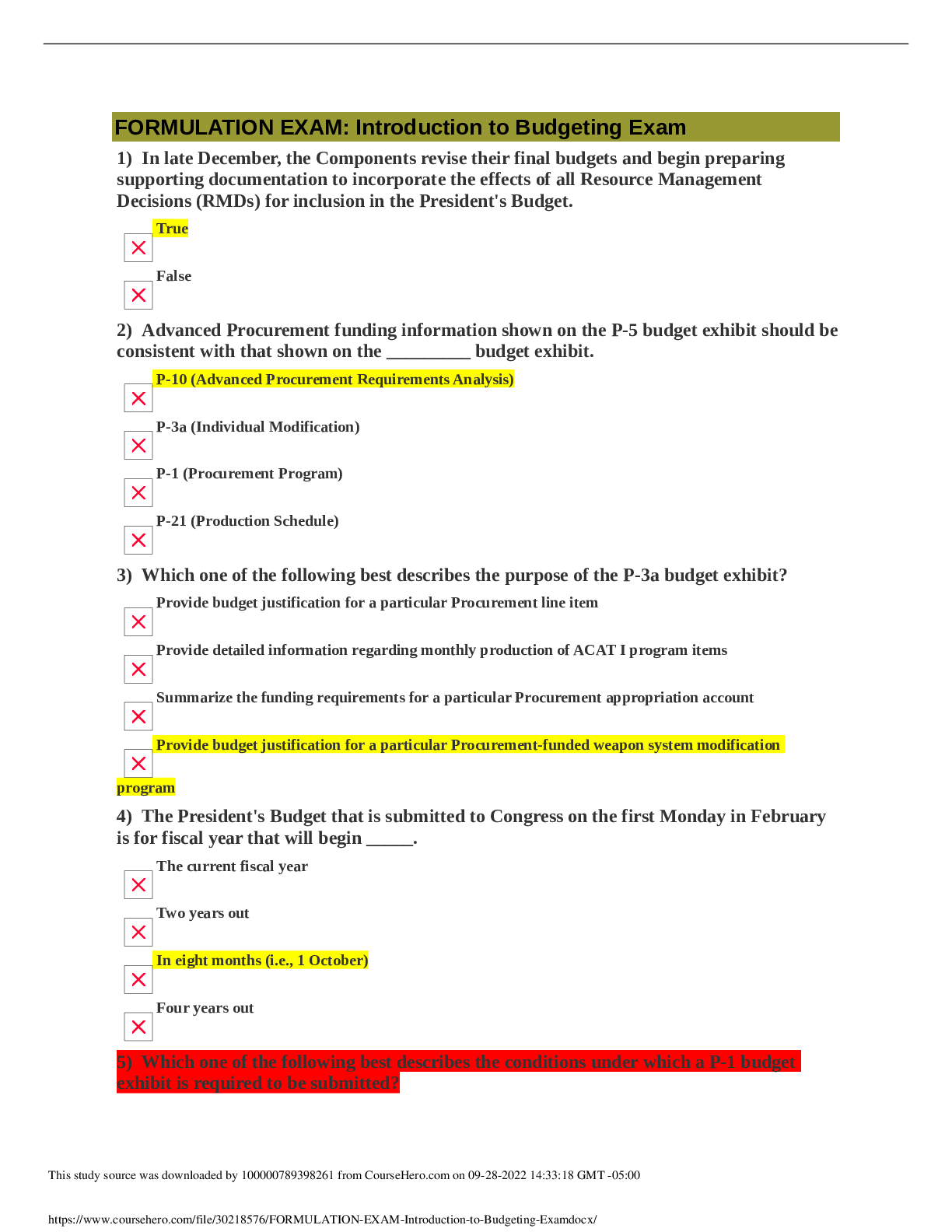 Preview image for Defense Acquisition University  BCF 110 FORMULATION EXAM Introduction to Budgeting Exam