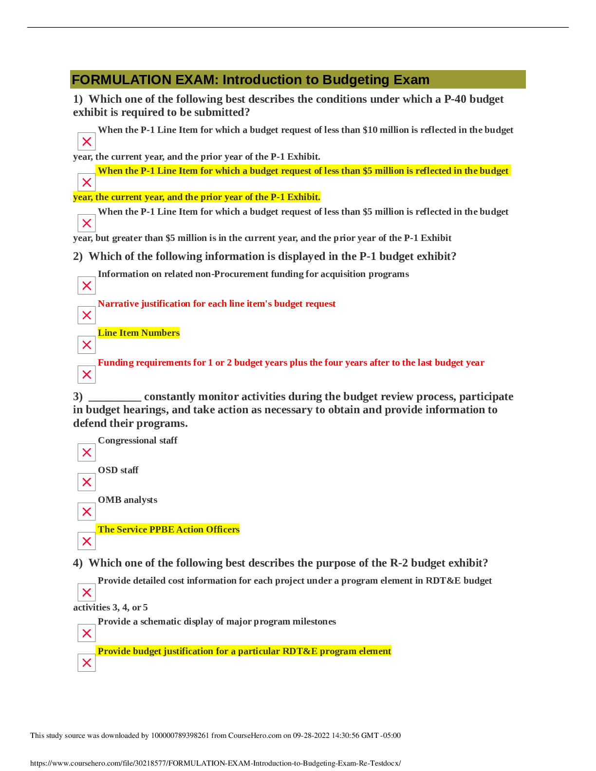 Preview image for Defense Acquisition University  BCF 110 FORMULATION EXAM Introduction to Budgeting Exam (Re-Test)