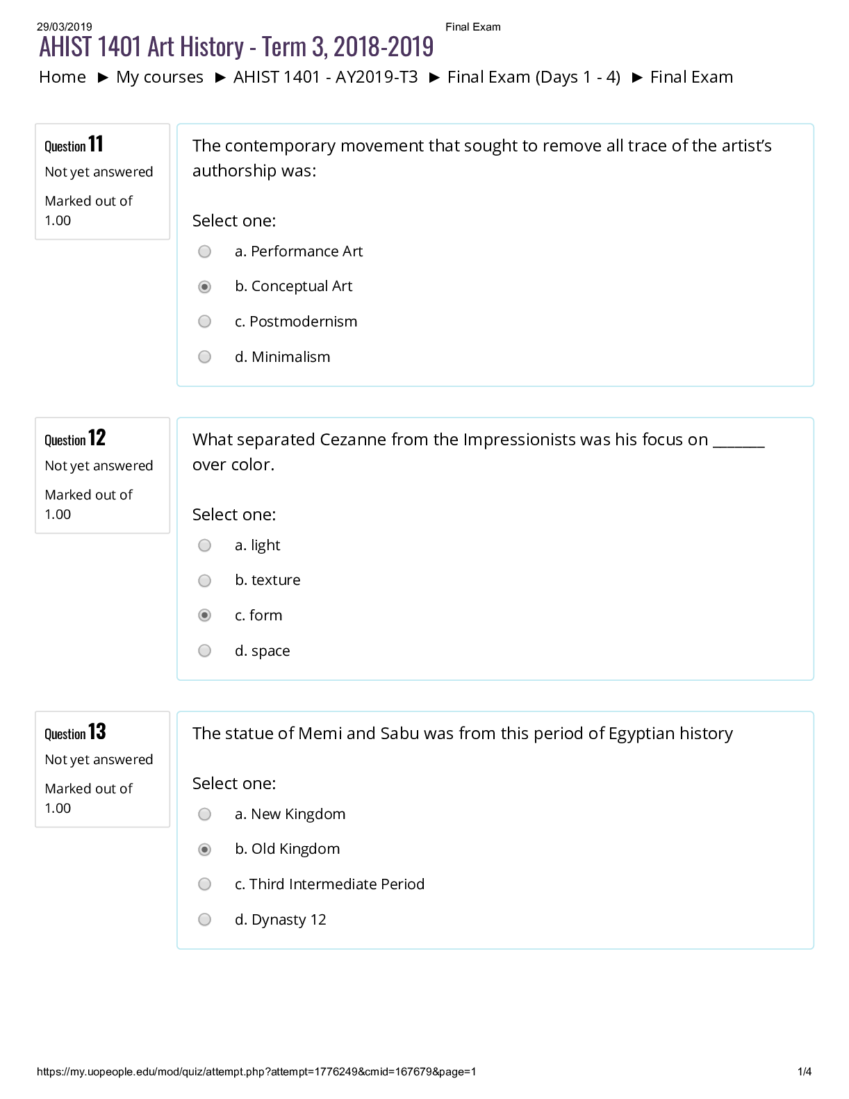 Preview of University of the People - AHIST 1401Fainal exam Art History. ALL ANSWERS CORRECT
