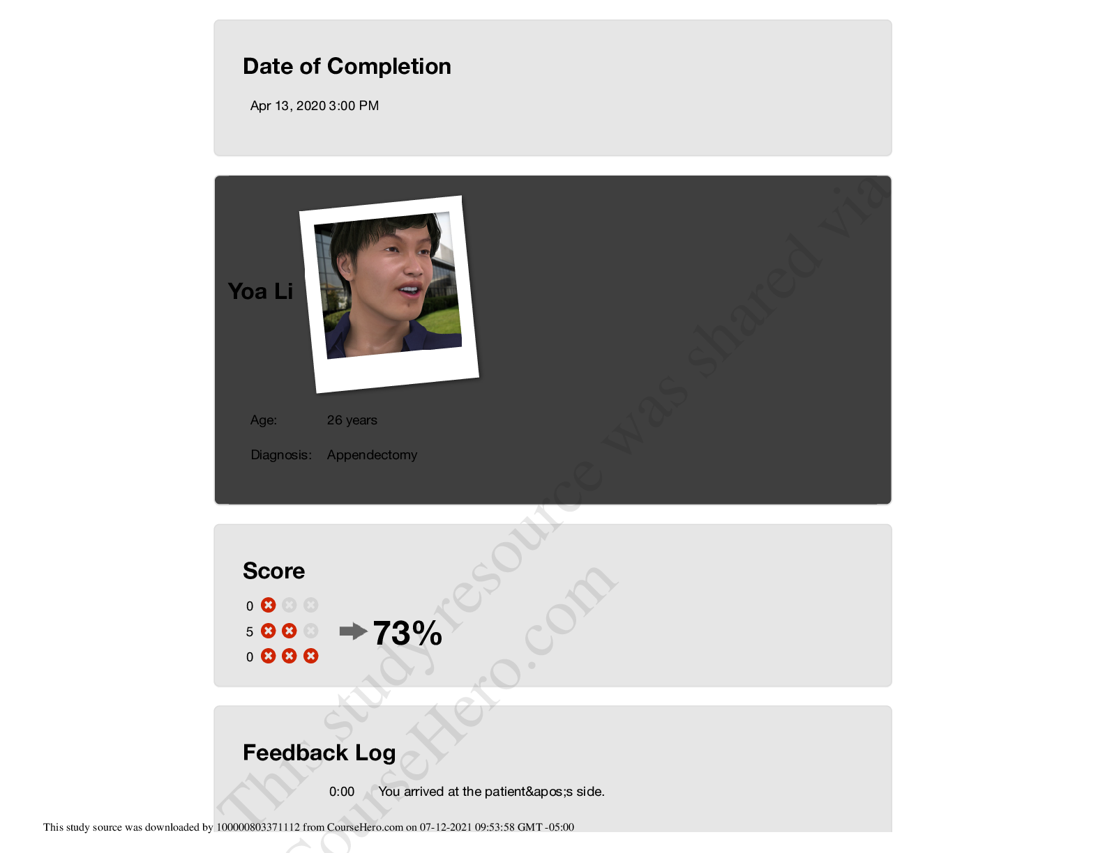 Preview image for Feedback Log & Score Yoa Li Apr 13, 2020