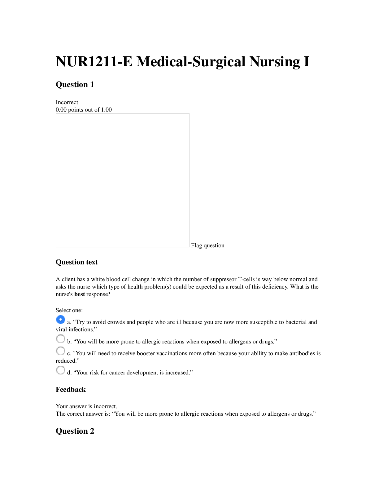 Preview image for NUR1211-E Medical-Surgical Nursing I exam (answered/rationales) | NUR 1211 final exam 1 (retake) 100% score.