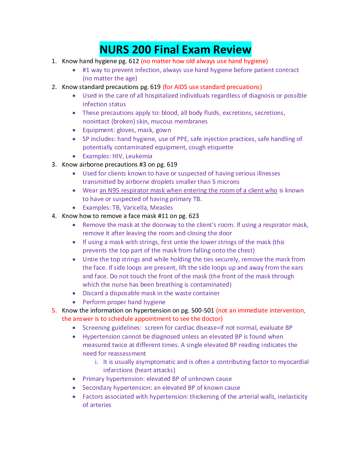 Preview image for NURS 200_Final Exam Study Guide copy (complete) Xavier University.