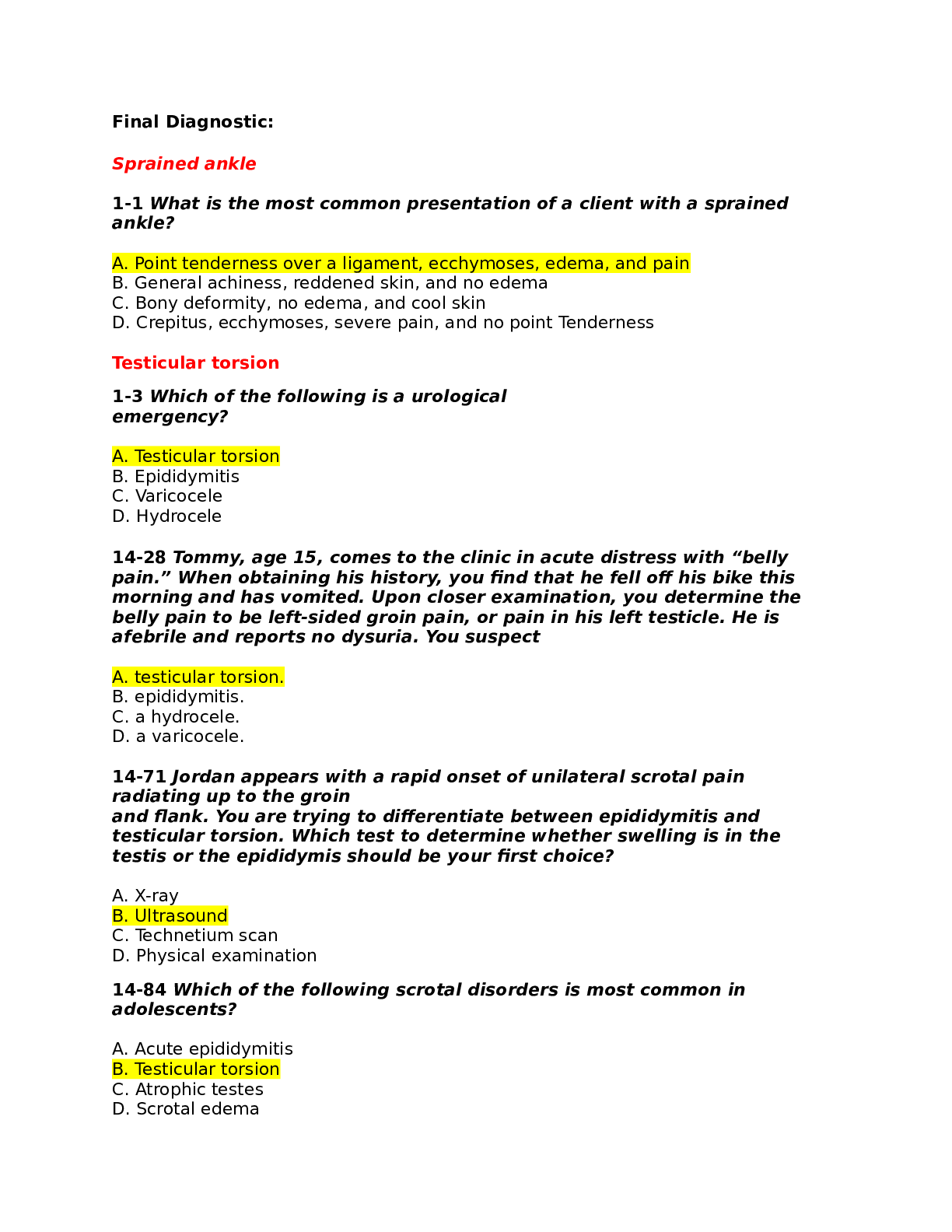 Preview image for Med-Surg Final Diagnostics Exam