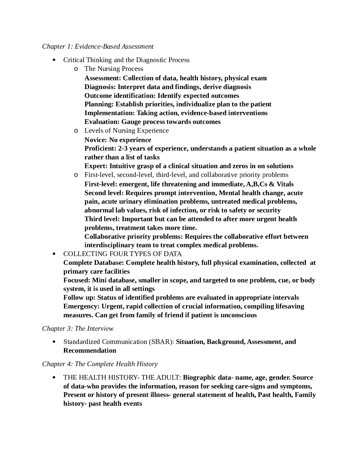 Preview image for HEALTH ASS NR 302Final Exam Concepts