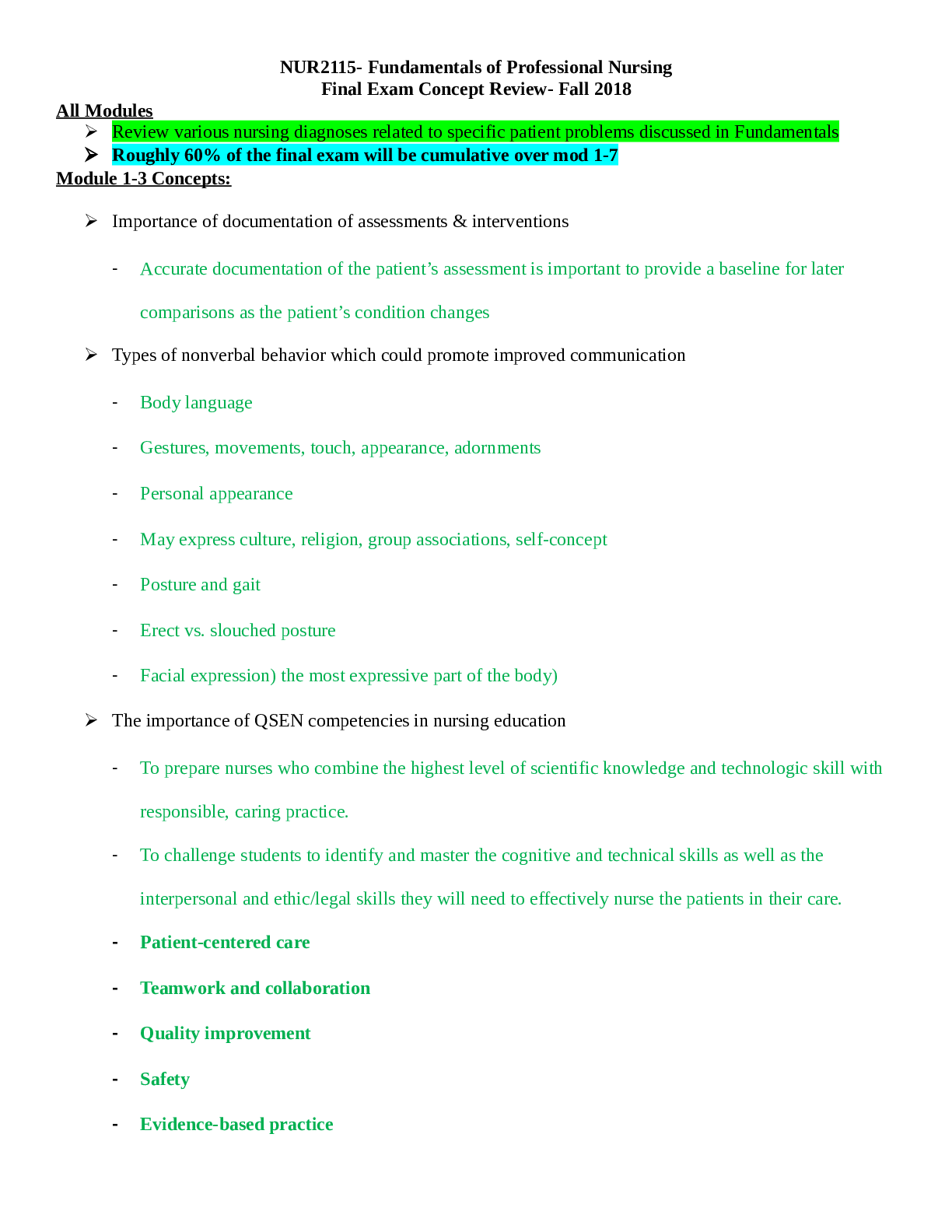 Preview image for NUR 2115Final Exam Guided Cumulative Review nov2018